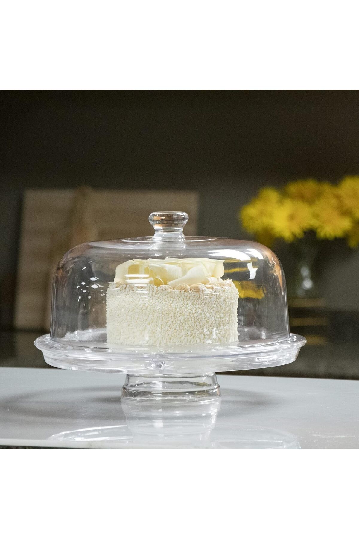 Generic-Cake Stand 3 In 1 Design Dome Multi Function Serving Platter Salad And Punch Bowl Acrylic 4