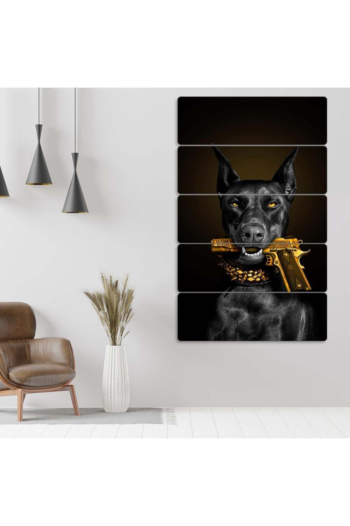 EVLOYA Getto, Sarı Silah, Doberman - 5 Parçalı Tablo