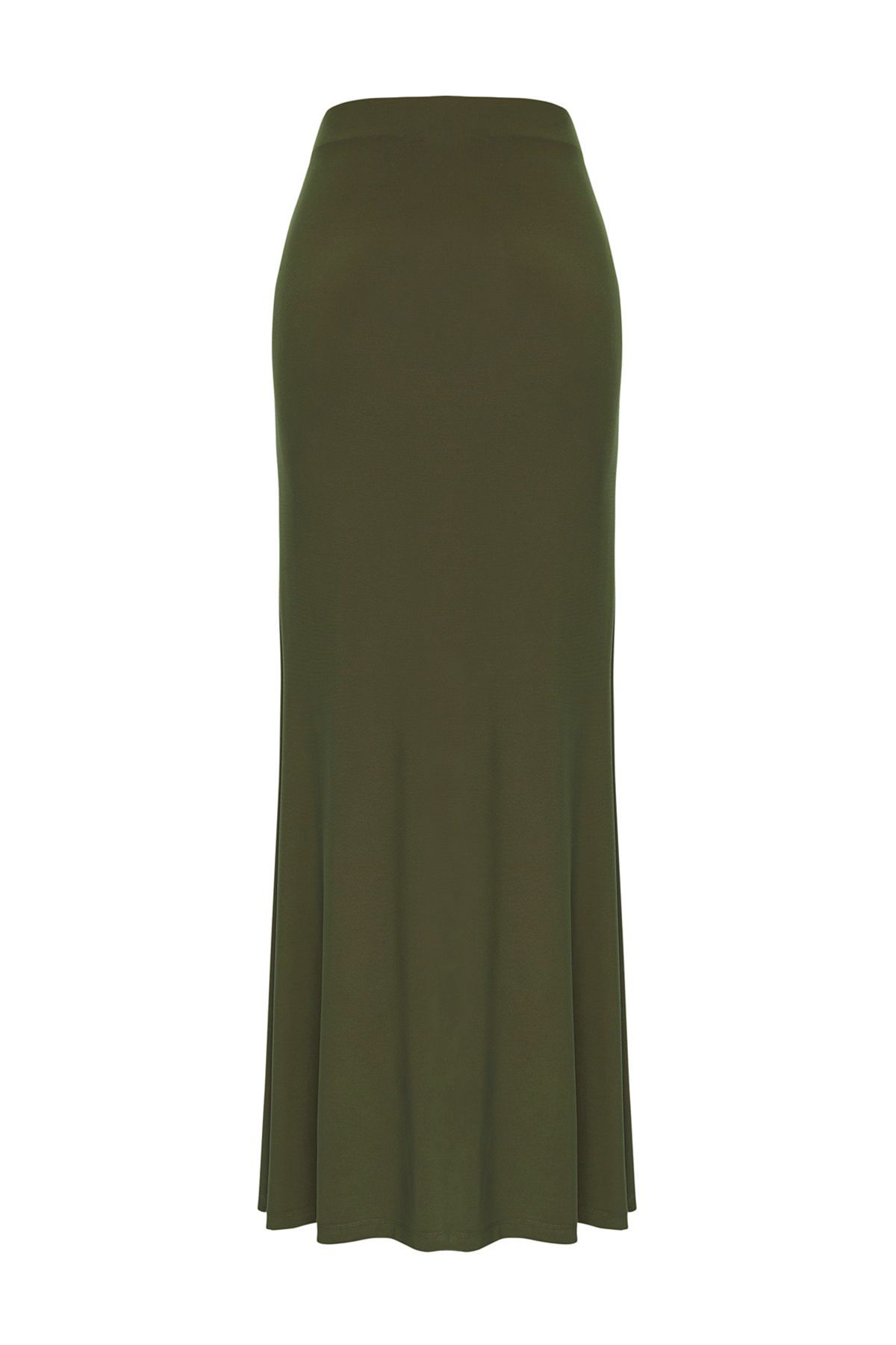 Trendyol Collection-Limitált kiadású khaki testhezálló kiegészítők, részletes kötött hosszú szoknya TPRSS25ET00004 5
