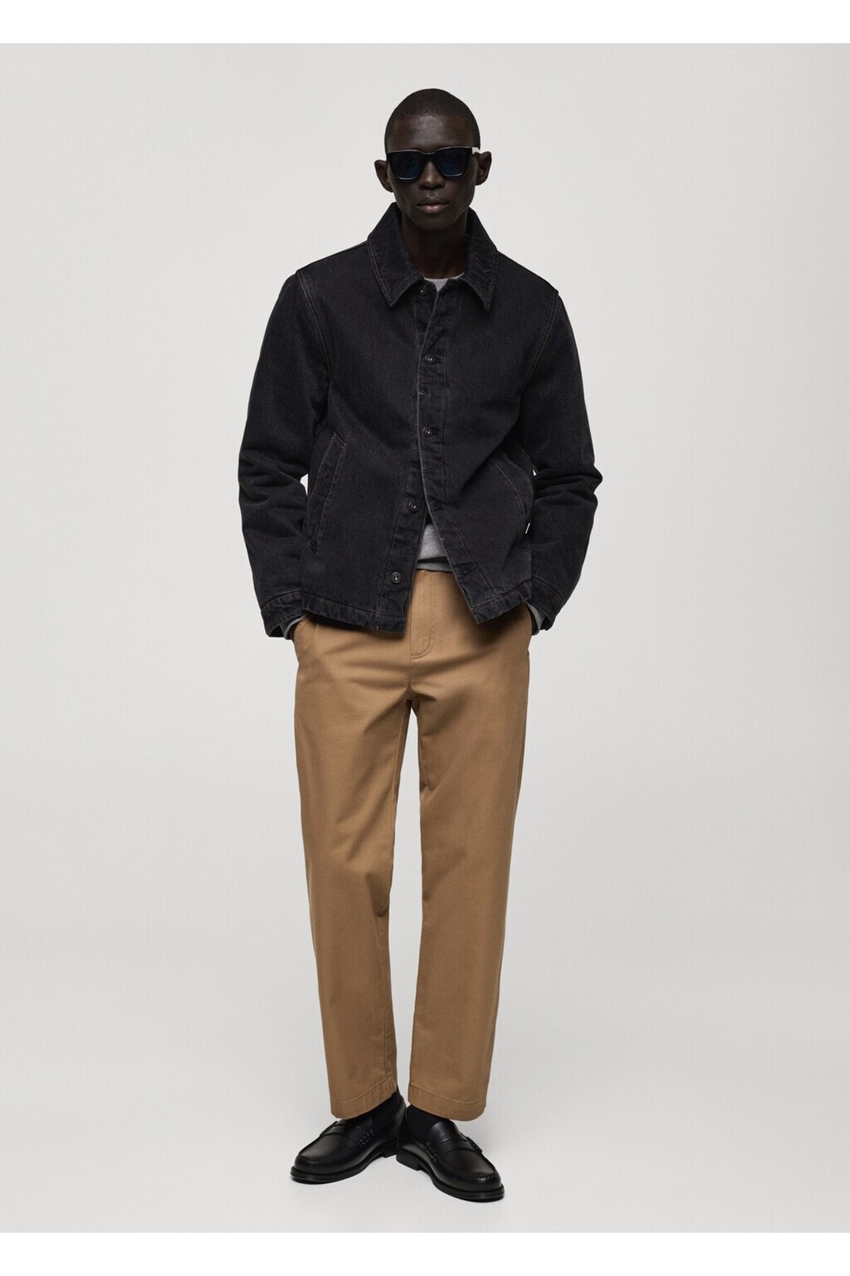 شلوار مردانه قهوه ای منگوMANGO Man | 87060575 اورجینال - تصویر 2