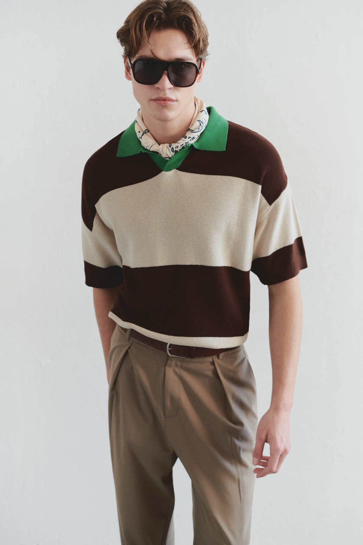 Trendyolmilla Man Çok Renkli Oversize Polo Yaka Renk Bloklu Triko Polo Yaka T-shirt TMNSS25PO00037