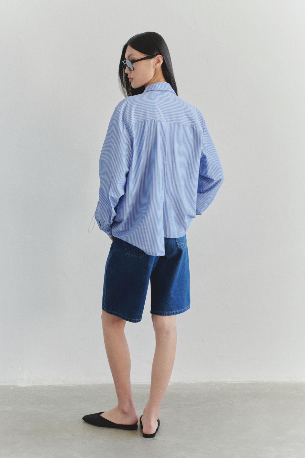 Trendyol Collection-Koszula tkana w paski w limitowanej edycji z niebieskim krawatem Twoss25Go00118 3