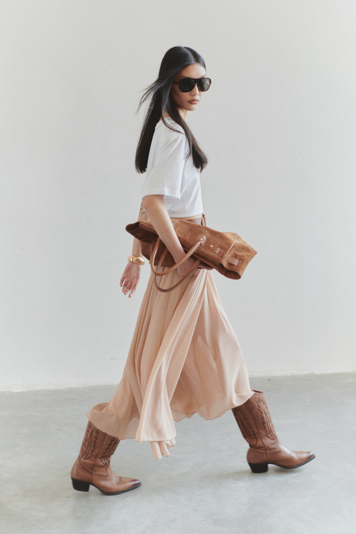 Trendyolmilla  Vizon Şifon Volanlı Dokuma Etek TWOSS25ET00106