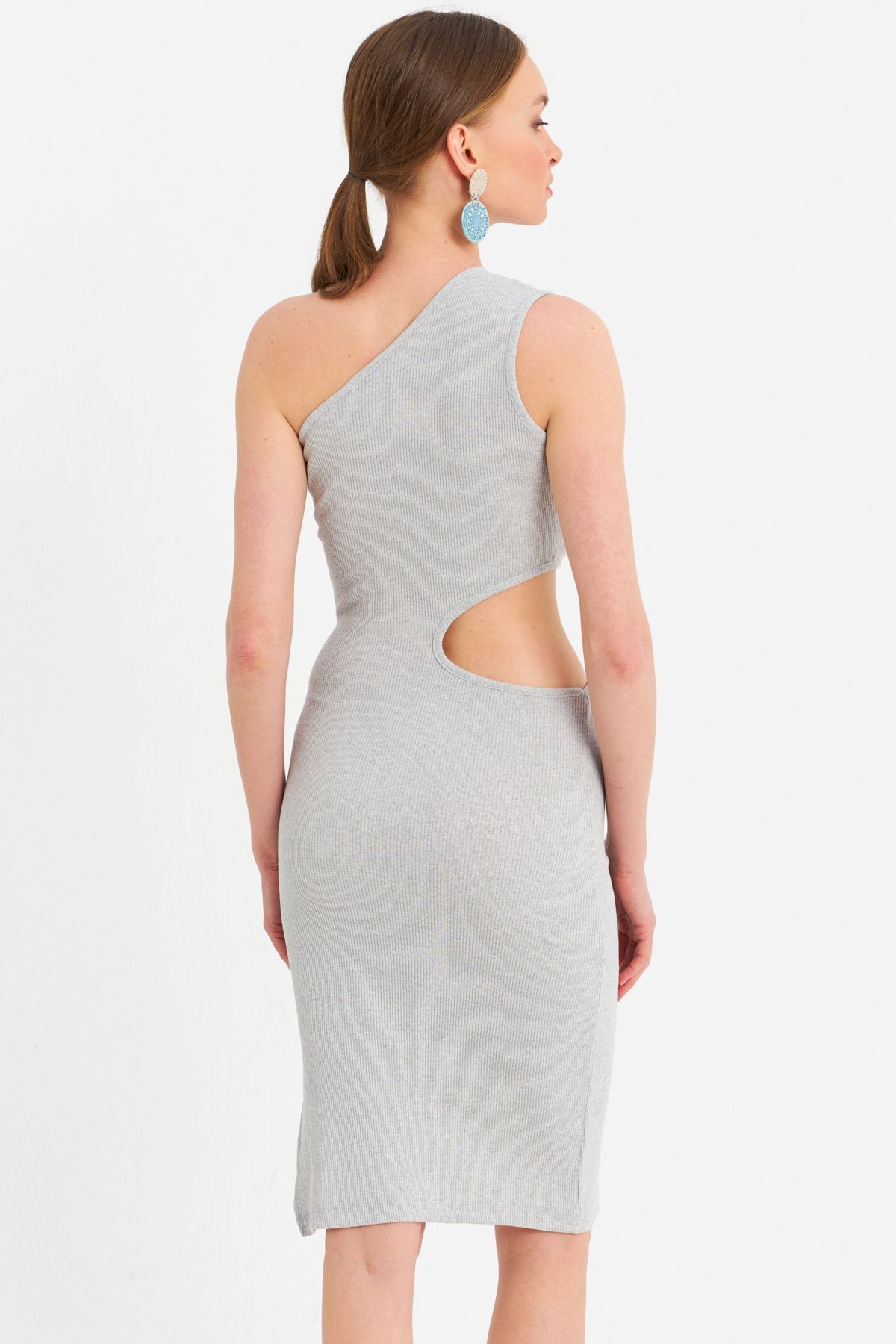 Cool & Sexy-Women's Gray Low-Cut Camisole Midi Dress Or2460 6