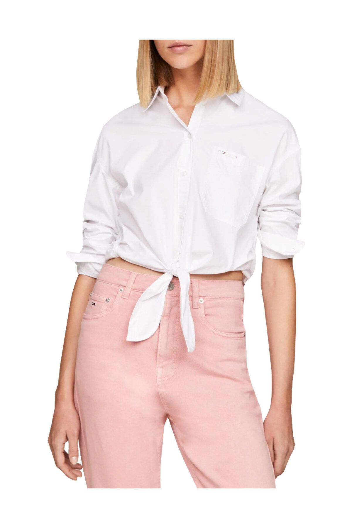 Tommy Jeans Koszula, Damska, Jednokolorowa, Z Logo, Zapięcie Na Guziki Kobieta - M