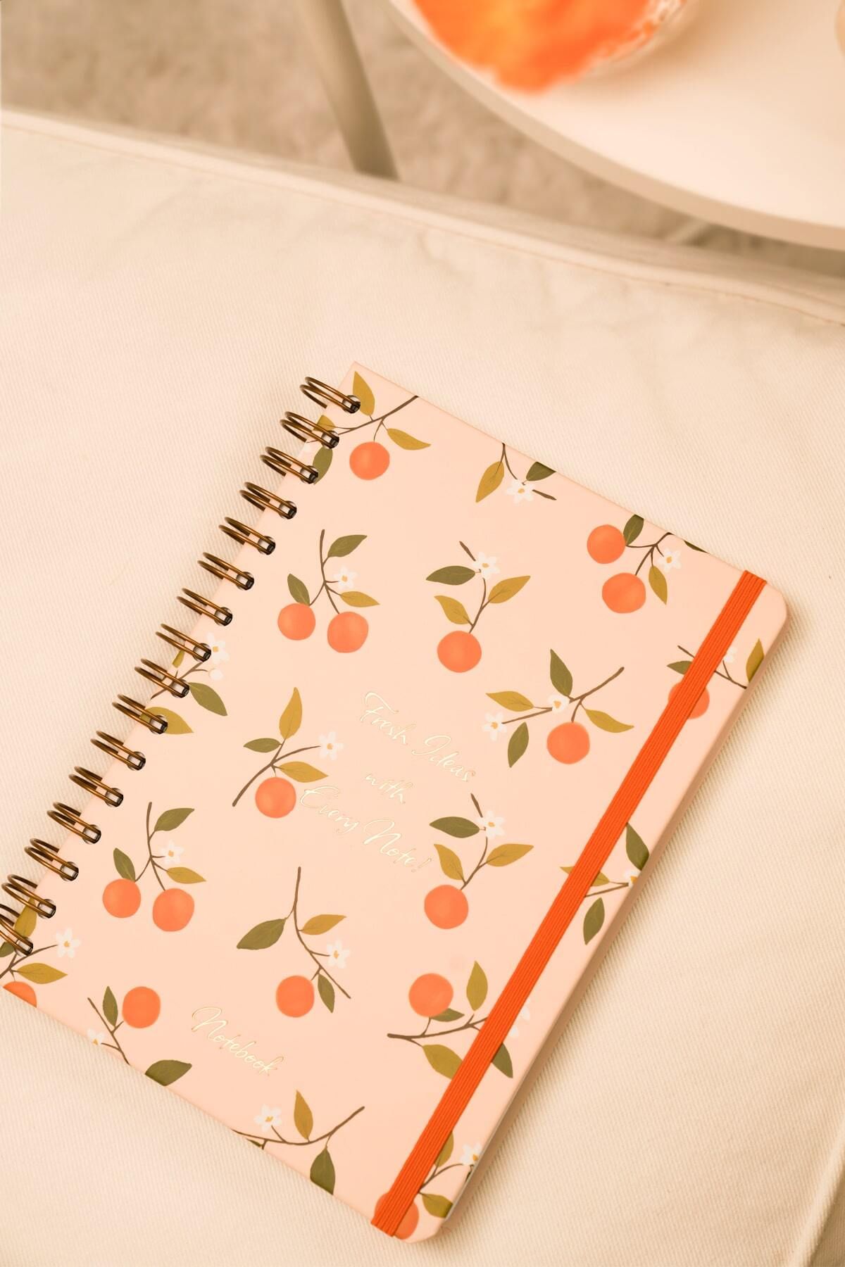 Matt Notebook-Blocnotes în spirală elastic A5 15x21 cm carouri nedatat Floare de portocal 4