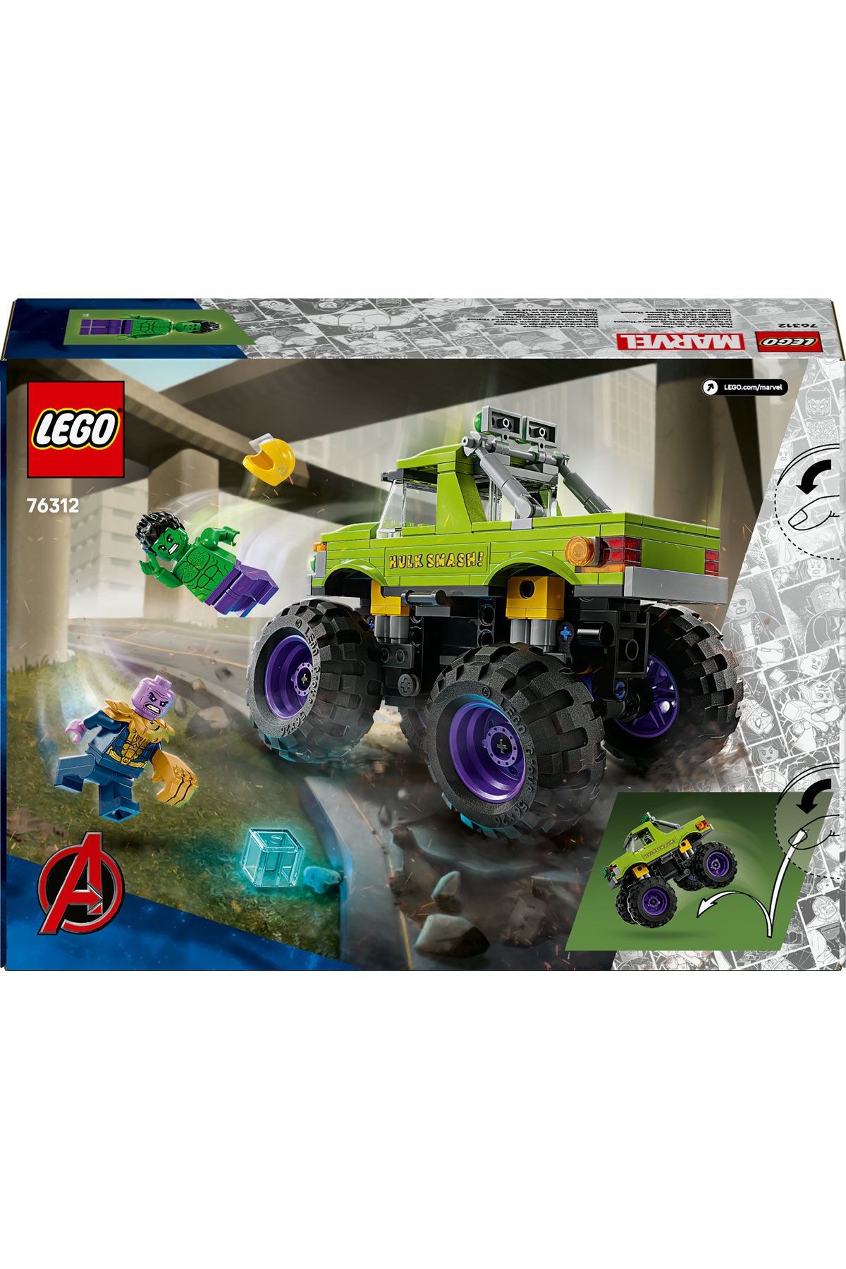 LEGO-®   Marvel Hulk Truck Vs Thanos 76312 - 7+ Creative Toy Construction Set (229 Pieces) 4