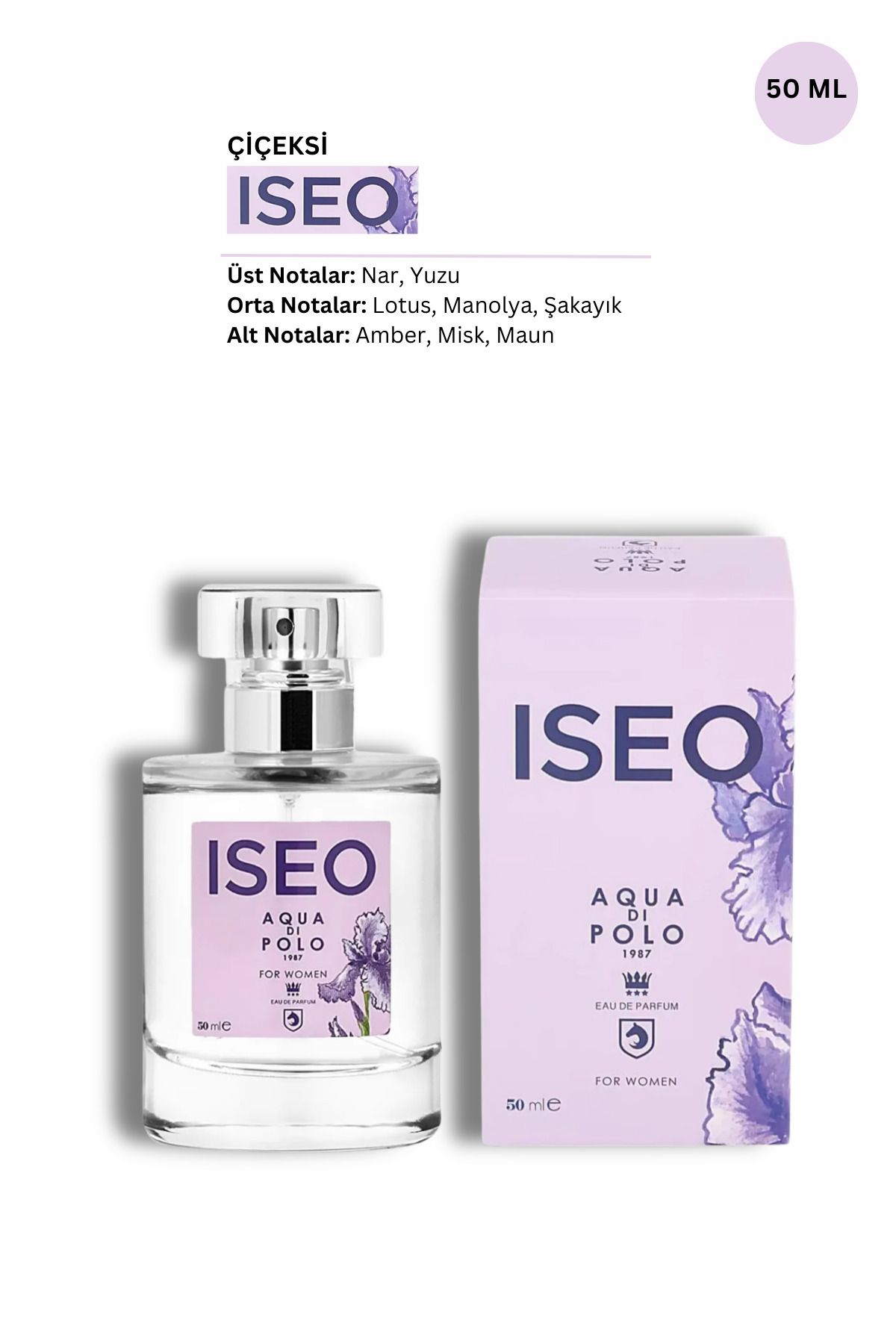 عطر زنانه گلدار میوه ای 50 میلی لیتری Iseo Edp Aqua Di Polo 1987
