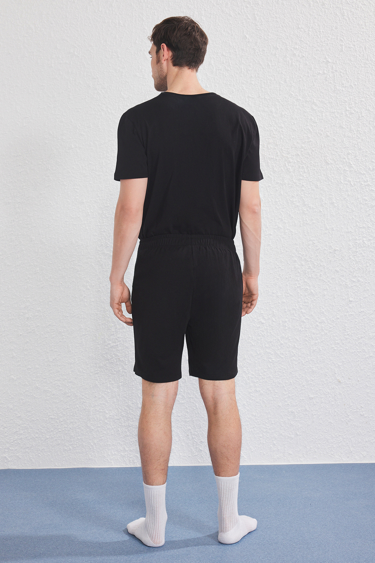 Trendyol Collection-Black Slim Fit Bird Embroidered Shorts Knitted Pajama Set Tmnss25Pt00073 4