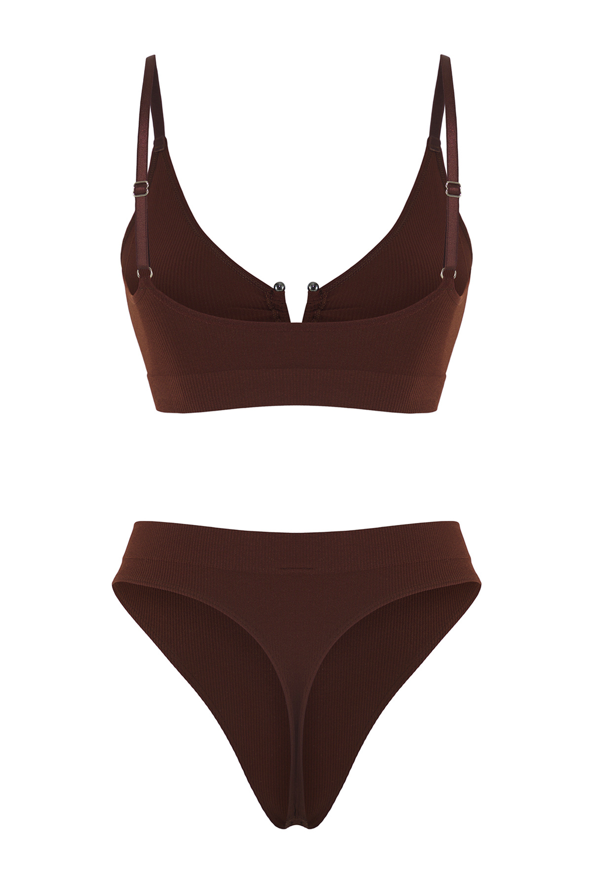 Trendyol Collection-Set tricotat fără cusături / fără cusături maro 6