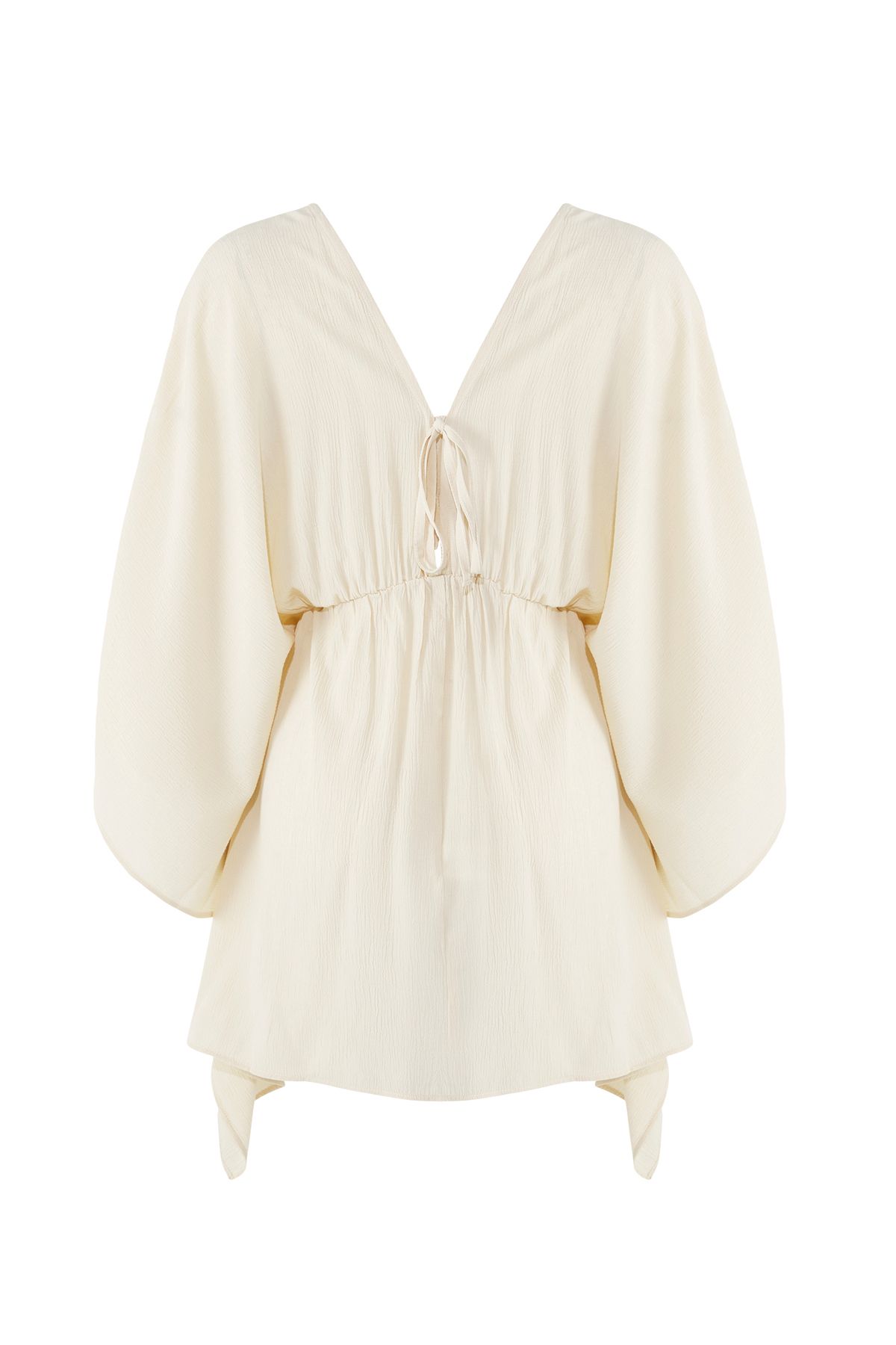 Trendyol Collection-Ecru Oversize Midi υφαντό 100% βαμβακερό φόρεμα παραλίας TBESS25EL00127 6