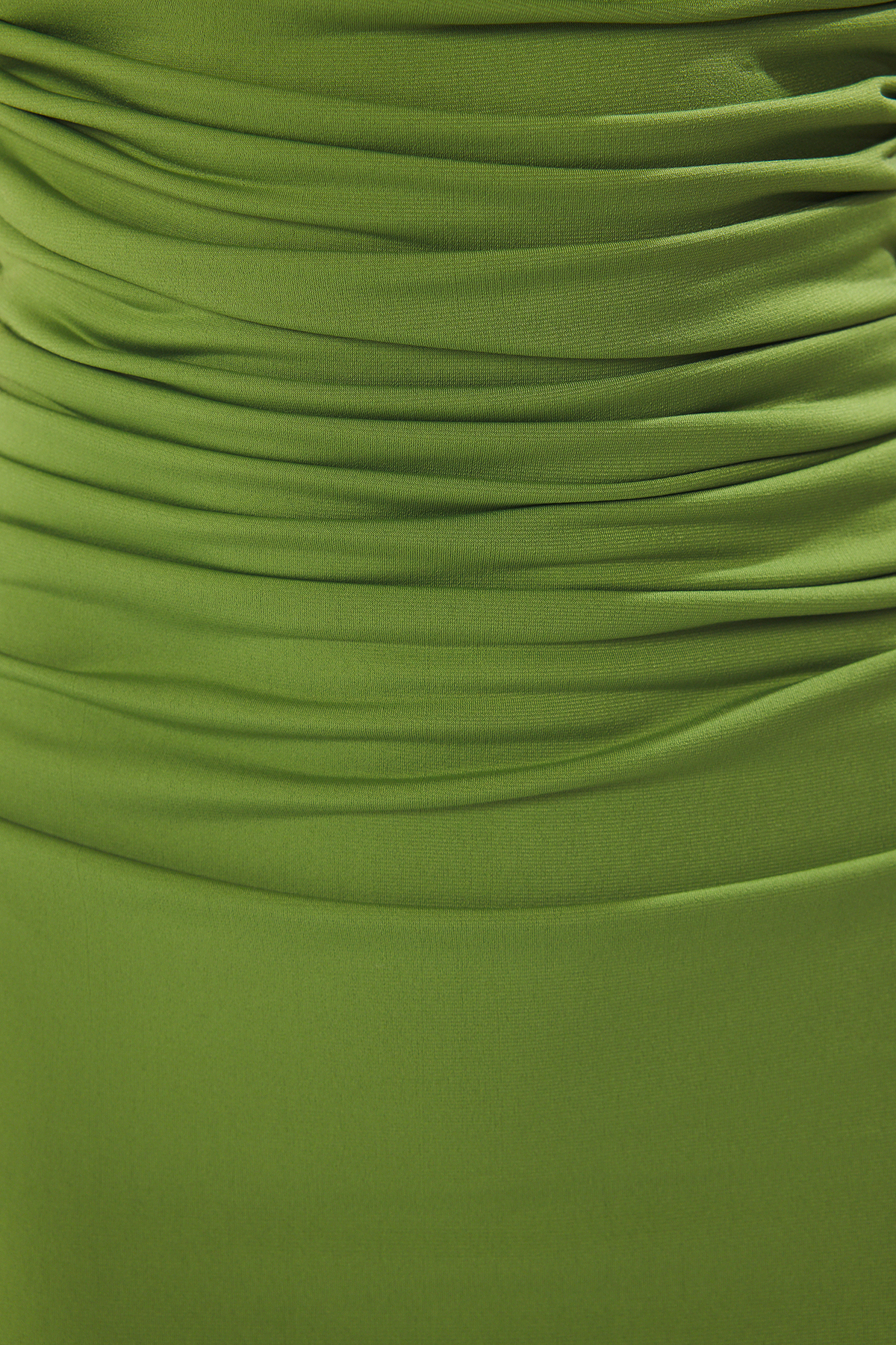Trendyolmilla  Yağ Yeşil Düz Büzgü / Drape Midi Burgu Detaylı Esnek Örme Elbise TWOSS25EL00676 - Görsel 3