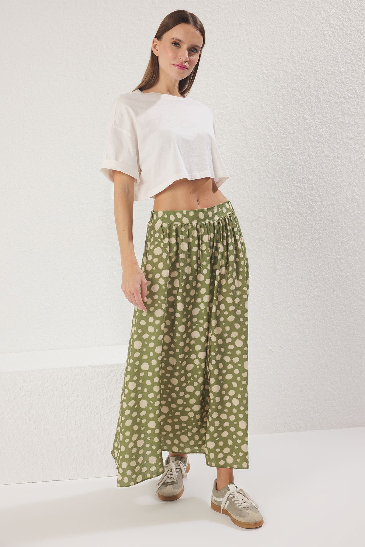 Trendyol Collection-Fusta maxi lungă țesătă în linie A/cu model 3