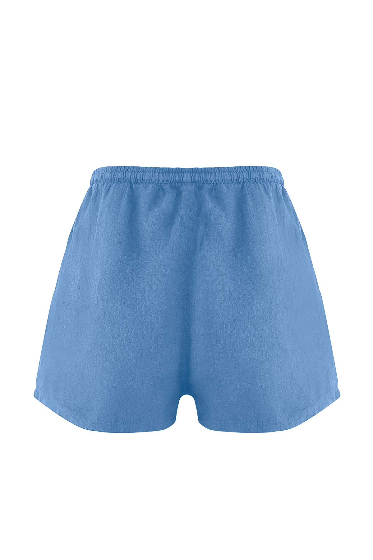 Trendyolmilla  Mavi Dokuma %100 Keten Plaj Mini Yüksek Bel Şort & Bermuda TBESS25SR00013 - Görsel 6