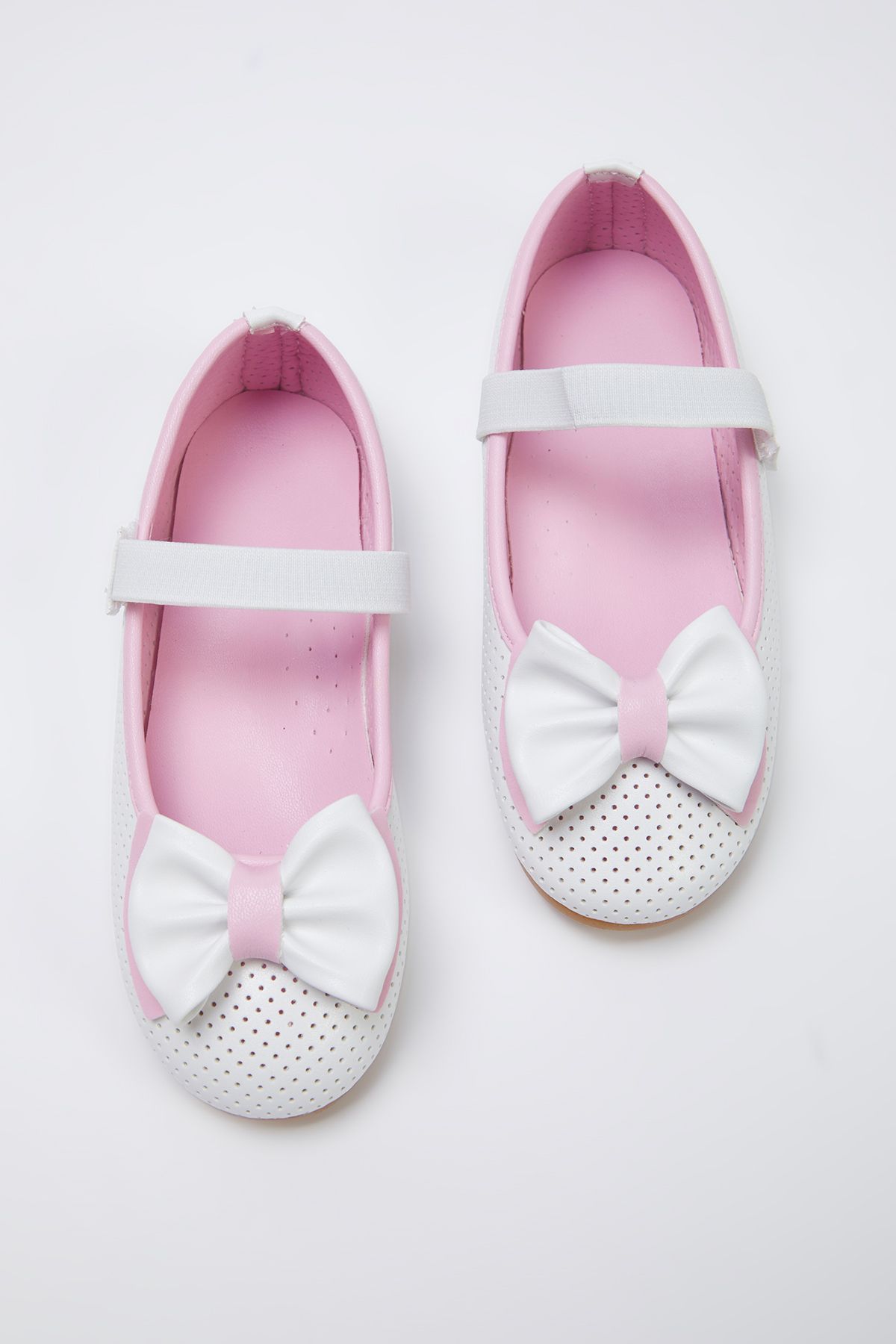 TRENDYOL SHOES-Λευκό-ροζ φιόγκο Λεπτομερείς μπαλαρίνες για κορίτσια για παιδιά TAKSS25BE00035 1