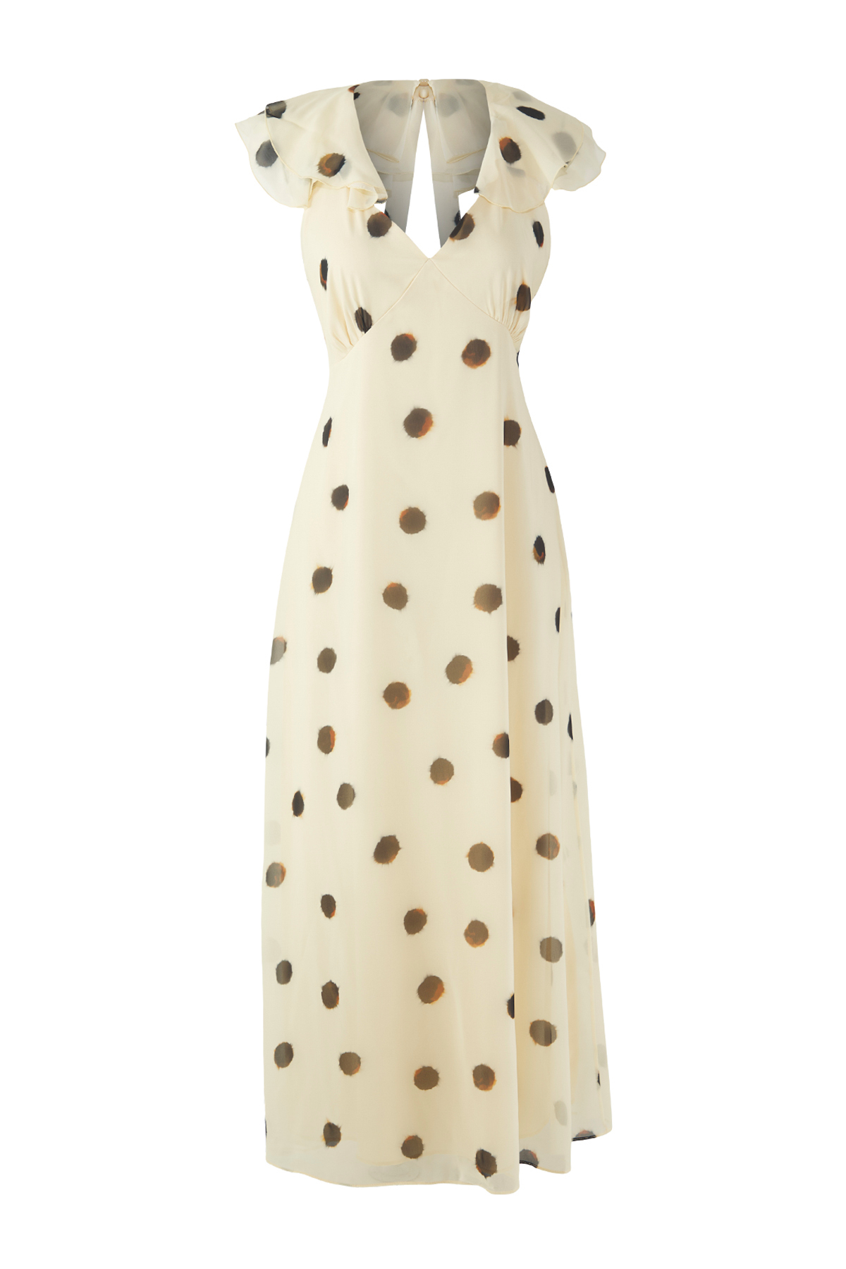 Trendyolmilla  Açık Sarı Sırt Detaylı Şifon Uçuş Uçuş Dokuma Maxi Elbise TWOSS25EL00519 - Görsel 3