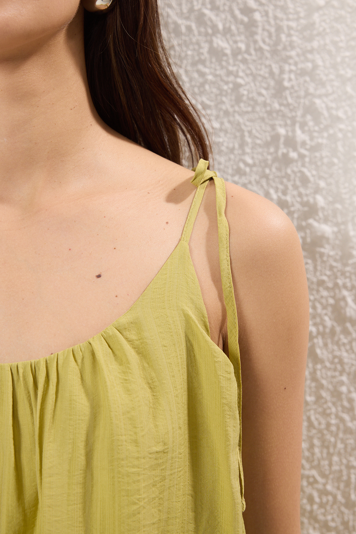 Trendyolmilla  Yağ Yeşili Geniş Kesim Maxi Dokuma Elbise TWOSS25EL00051 - Görsel 6