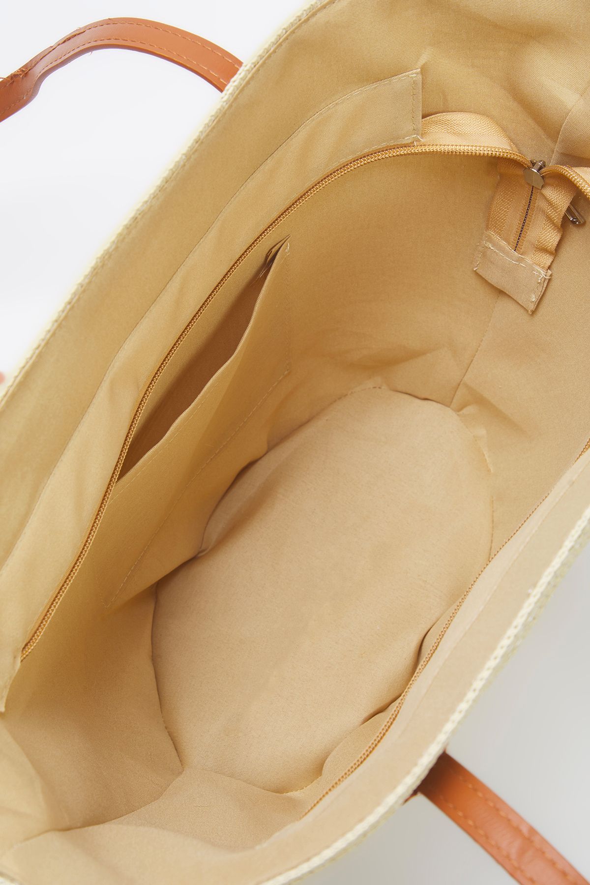 TRENDYOL SHOES-Beige Straw Handle Women's Maxi Shoulder Bag Takss25Oc00051 8