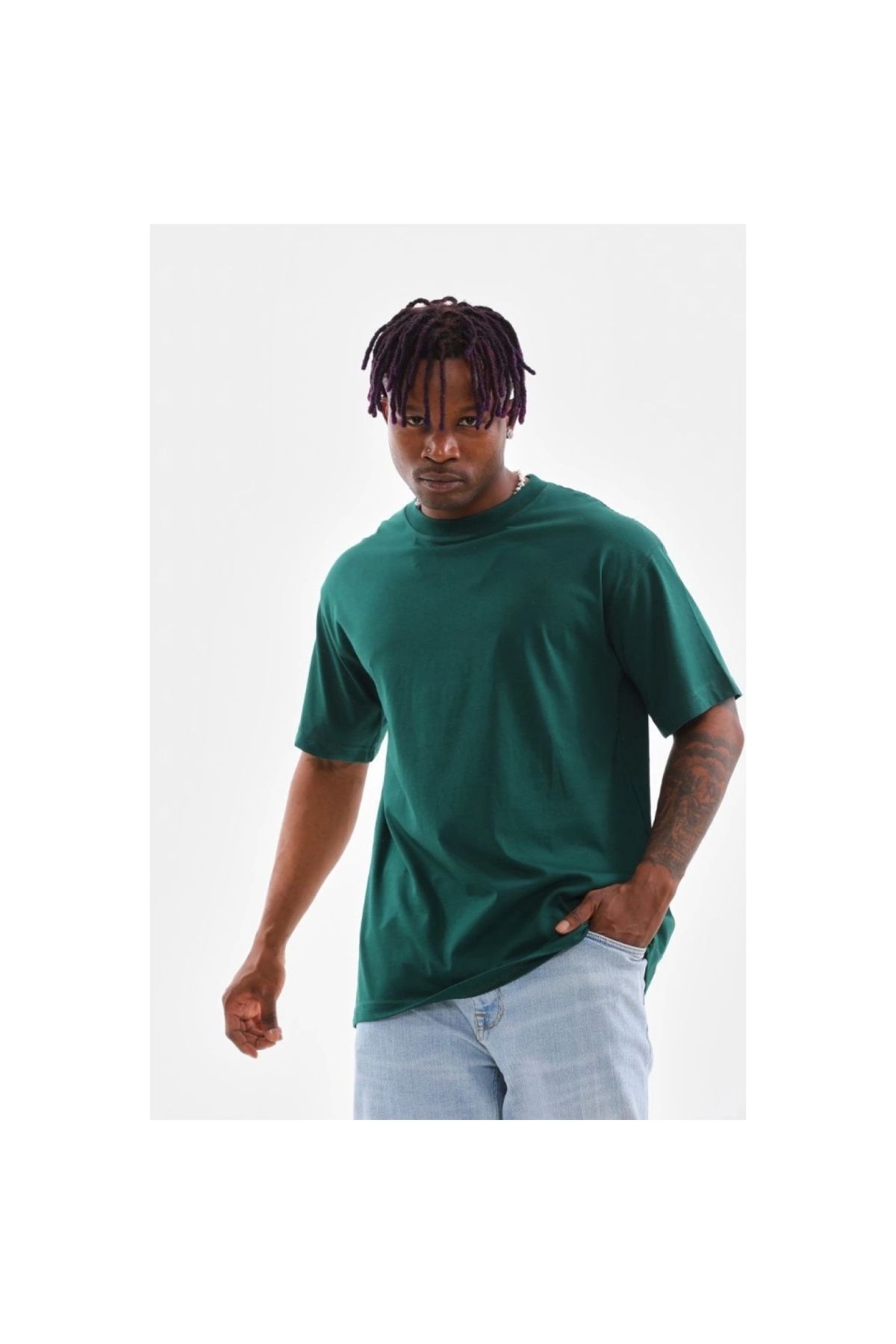 Narnuga MARSiLYAN- Unisex Oversize Düz Bisiklet Yaka TShirt