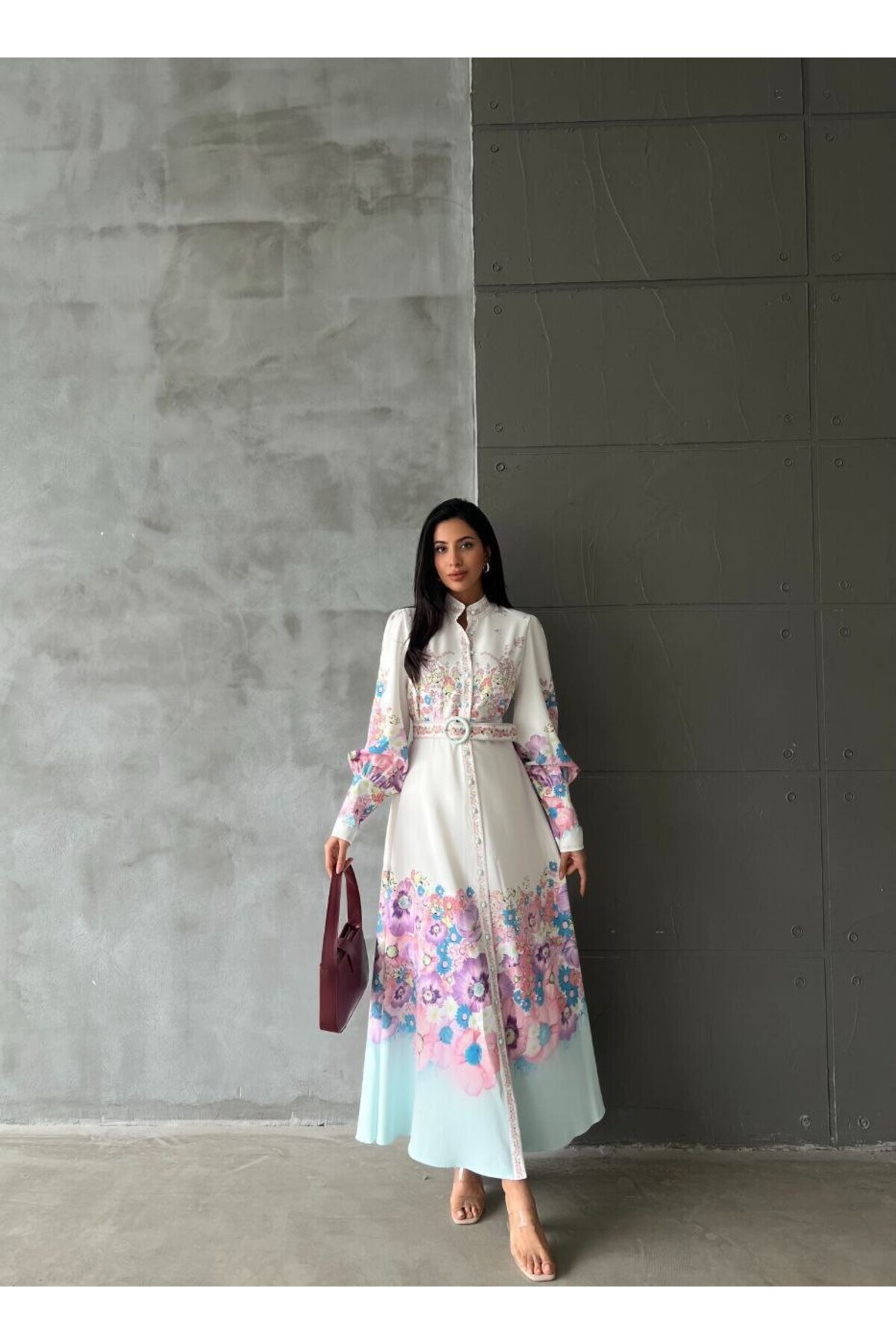 suphias Atlas Fabric Dress (Belt Included)