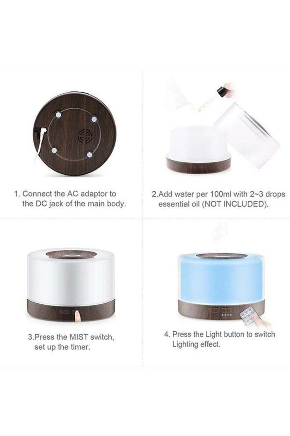 COOYA-Essential Oil Diffuser,500ml Aromatherapy Diffuser for Cool Mist Humidifier,Silent Air Vaporizer 6