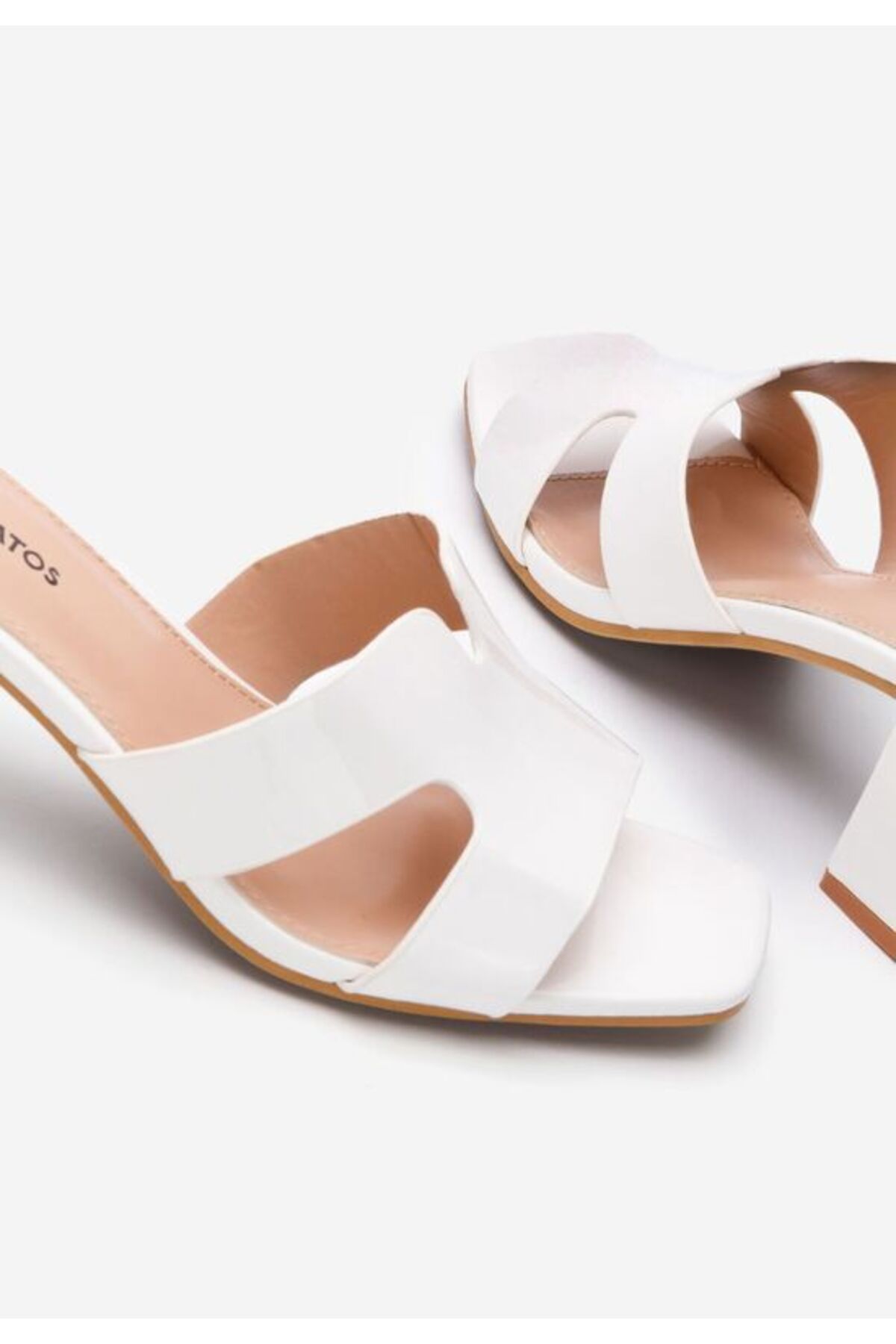 B T Shoes-Alemena white heeled slippers 5