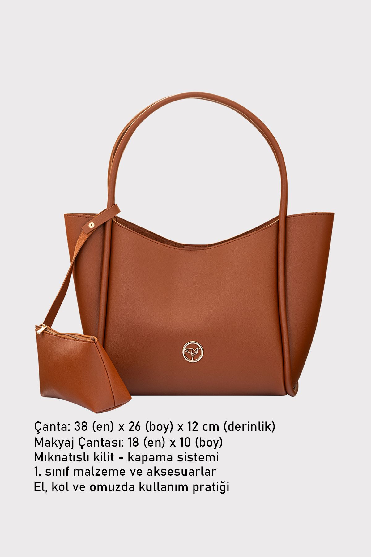 Garbalia-Women's Tan Shoulder and Shoulder Bag with Wide Compartment Magnet Closure with Athens Puppy Wallet 1