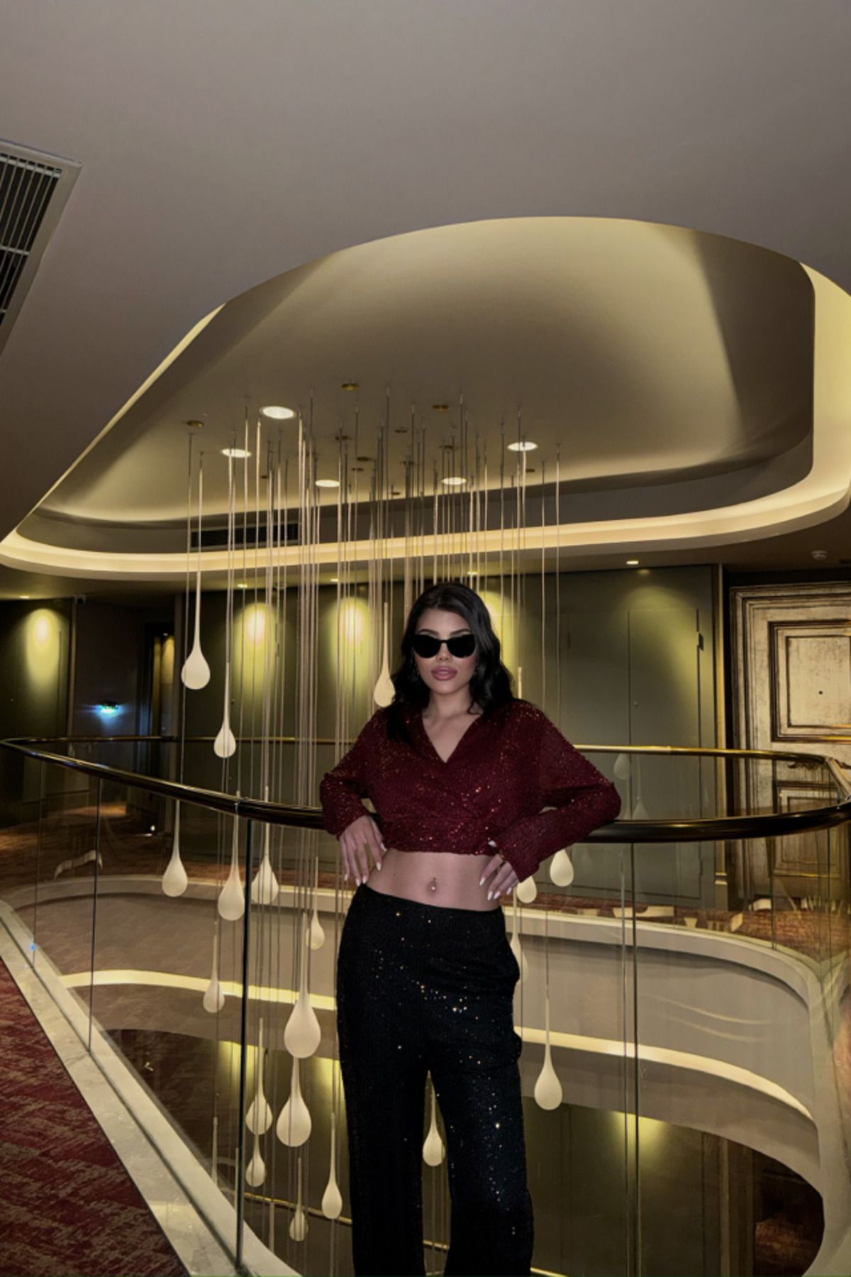 Albayrak PULLU CROP KRUVAZE BLUZ - Bordo