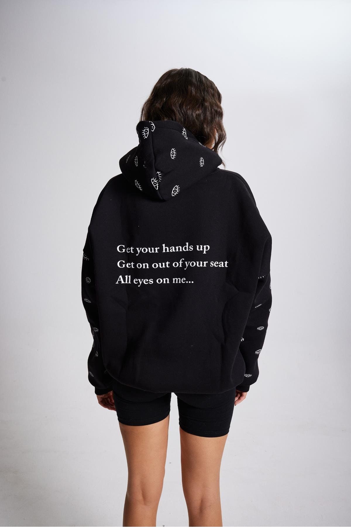 HOLLY LOLLY-Oversize unisex mikina na oči s kapucňou čierna 6
