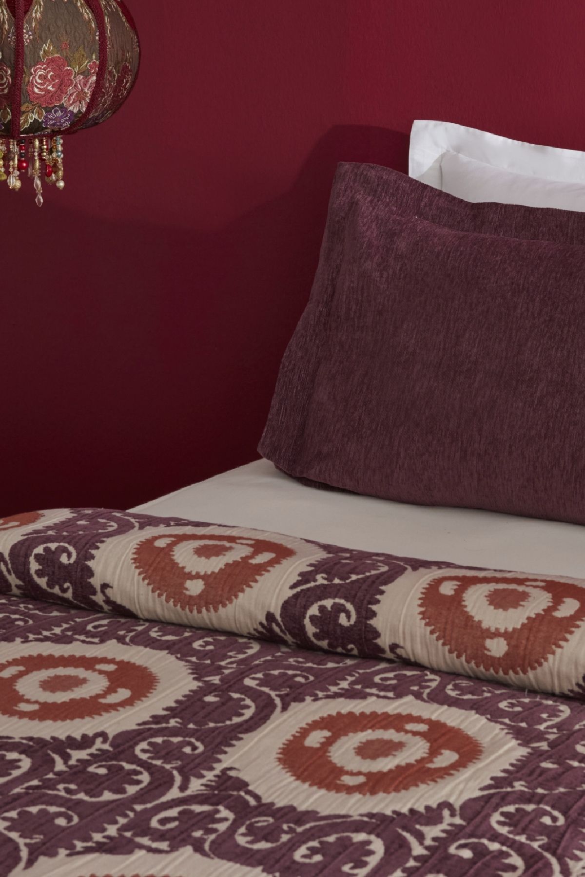 Karaca Home-Ruan Plum Double Bedspread Set 4