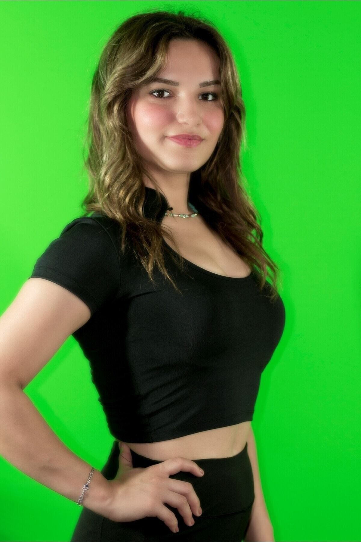 ARI MODA  Siyah Damla Yaka Kısa Kol Bluz - Görsel 6