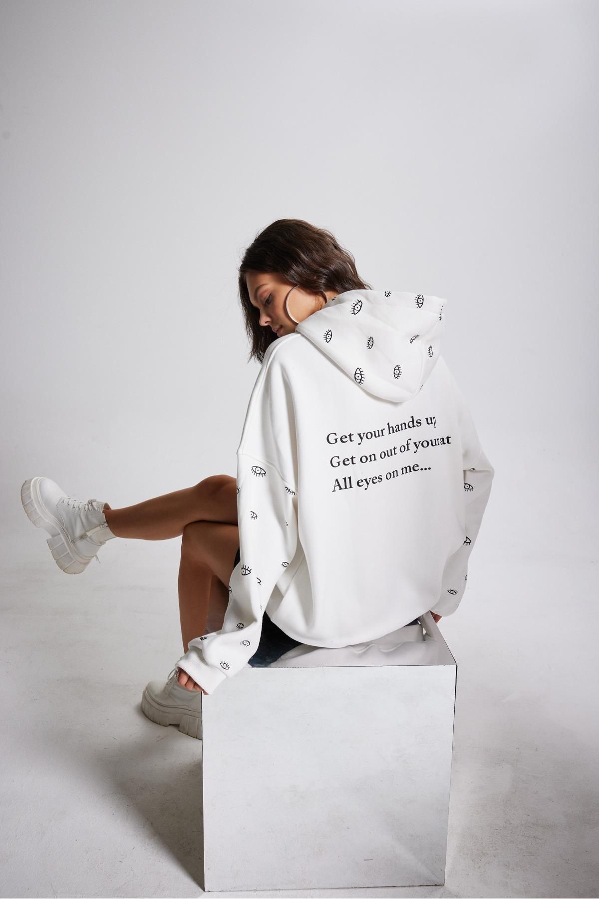 HOLLY LOLLY-Bluza oversize z kapturem, unisex, w kolorze białym 1