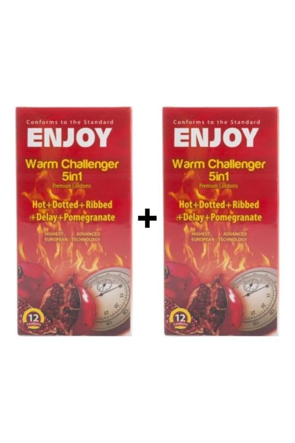 Enjoy-Worm Challenger 5-in-1 Deluxe Condoms, 2 Pack - 12 Condoms Each 1