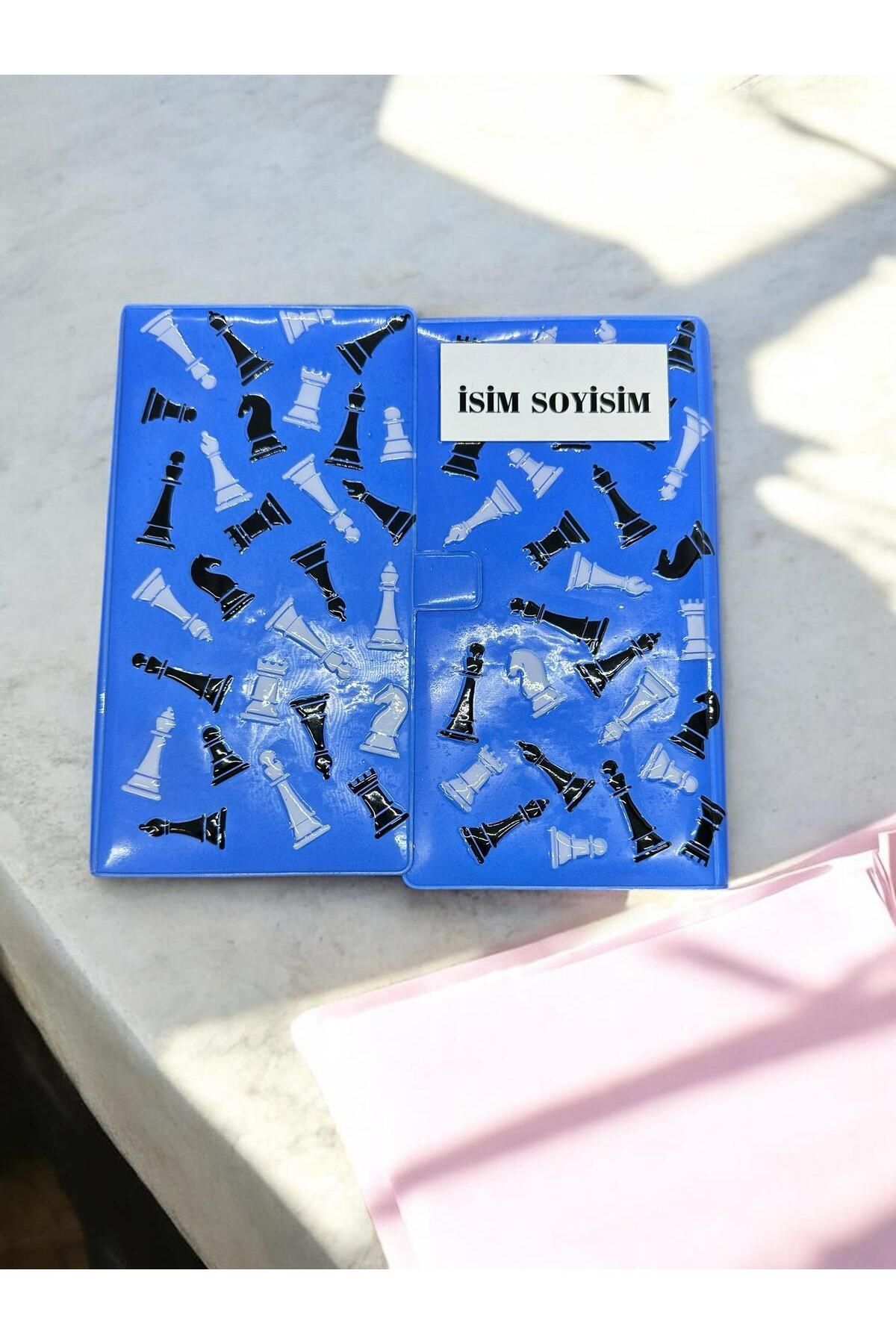 KOZART-Blue Foldable Notebook Designed Chess Set 2