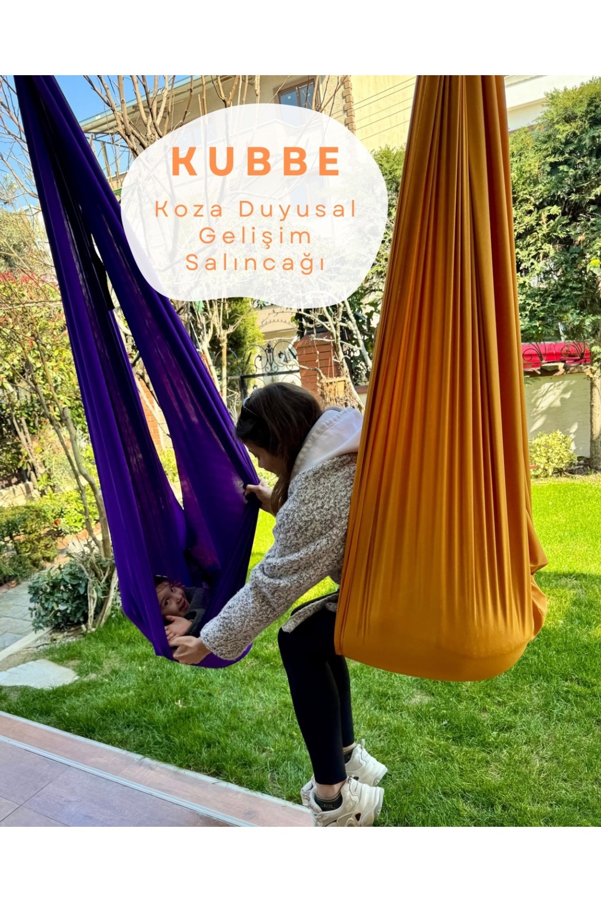 kubbe Koza Cuddle Yoga Swing Çocuk Aktivite Salıncağı Duyusal Salıncak, Hamak Salıncağı fotoğrafı 3 (önizleme)