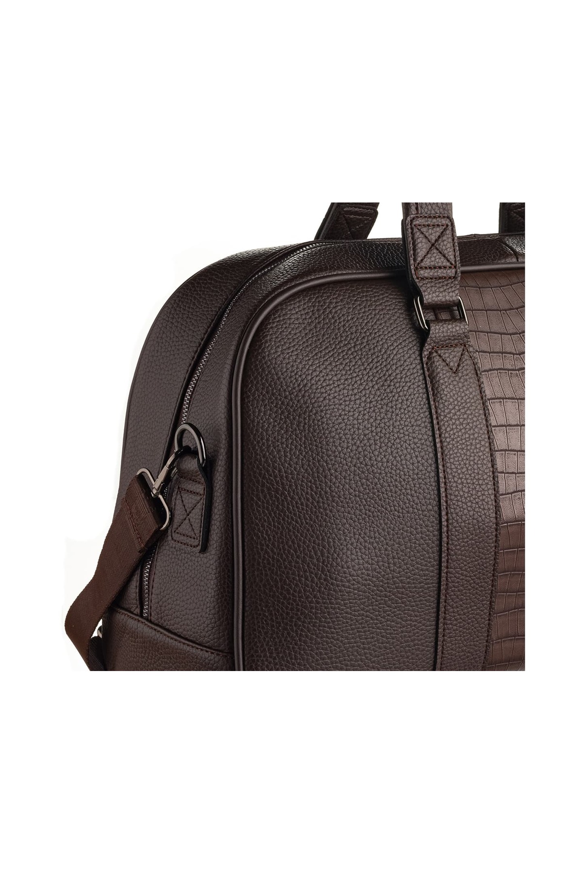 Westpolo  Unisex Vegan Deri Seyahat, Spor Çantası - Kahverengi - Görsel 7