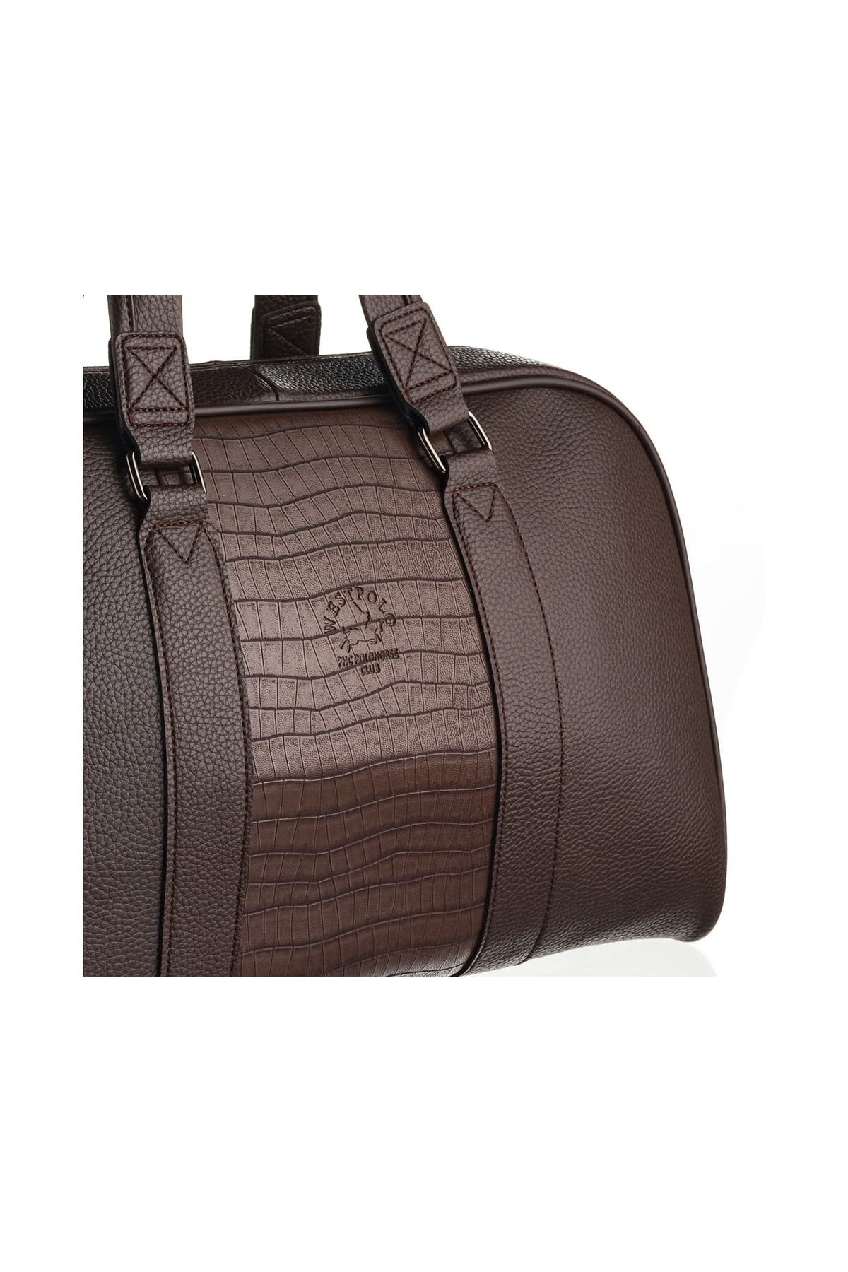 Westpolo  Unisex Vegan Deri Seyahat, Spor Çantası - Kahverengi - Görsel 6