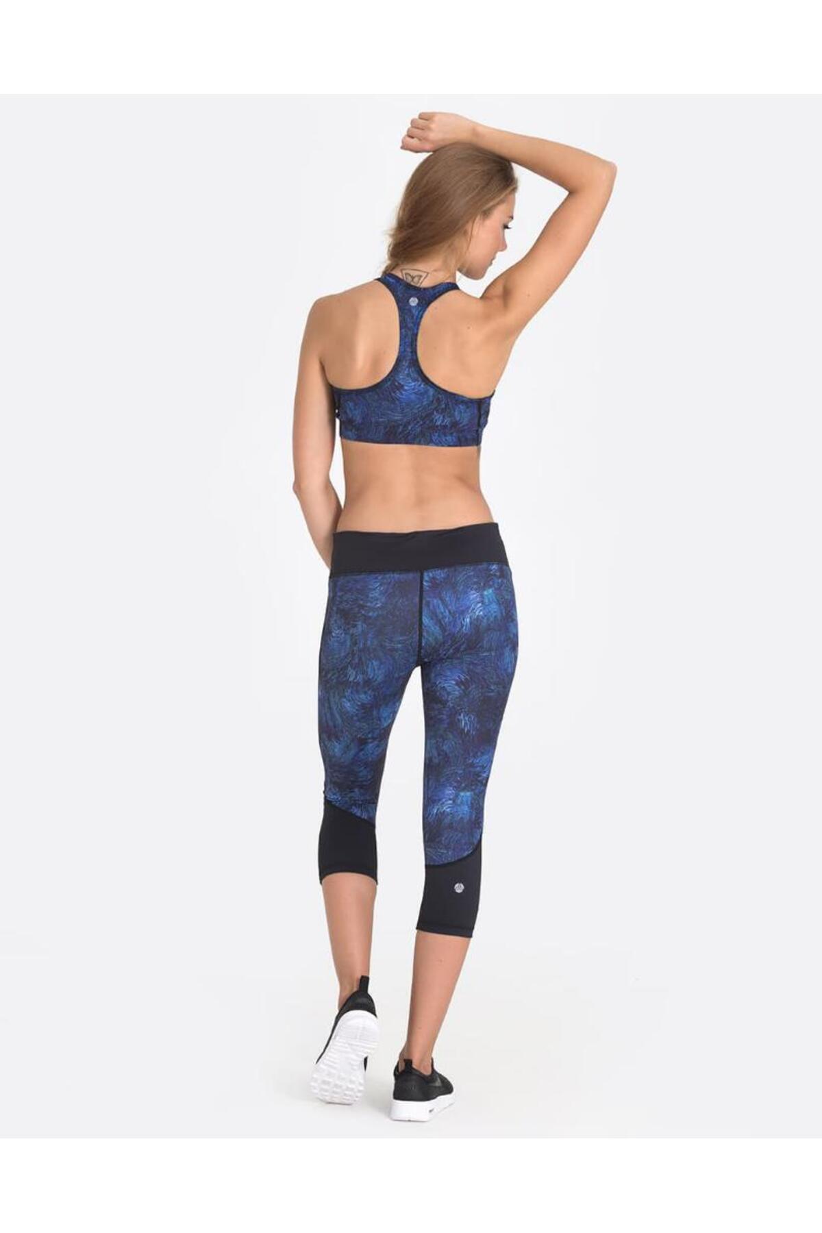 Vie Active-Chelsea Blue Feather Capri Sports Leggings 4