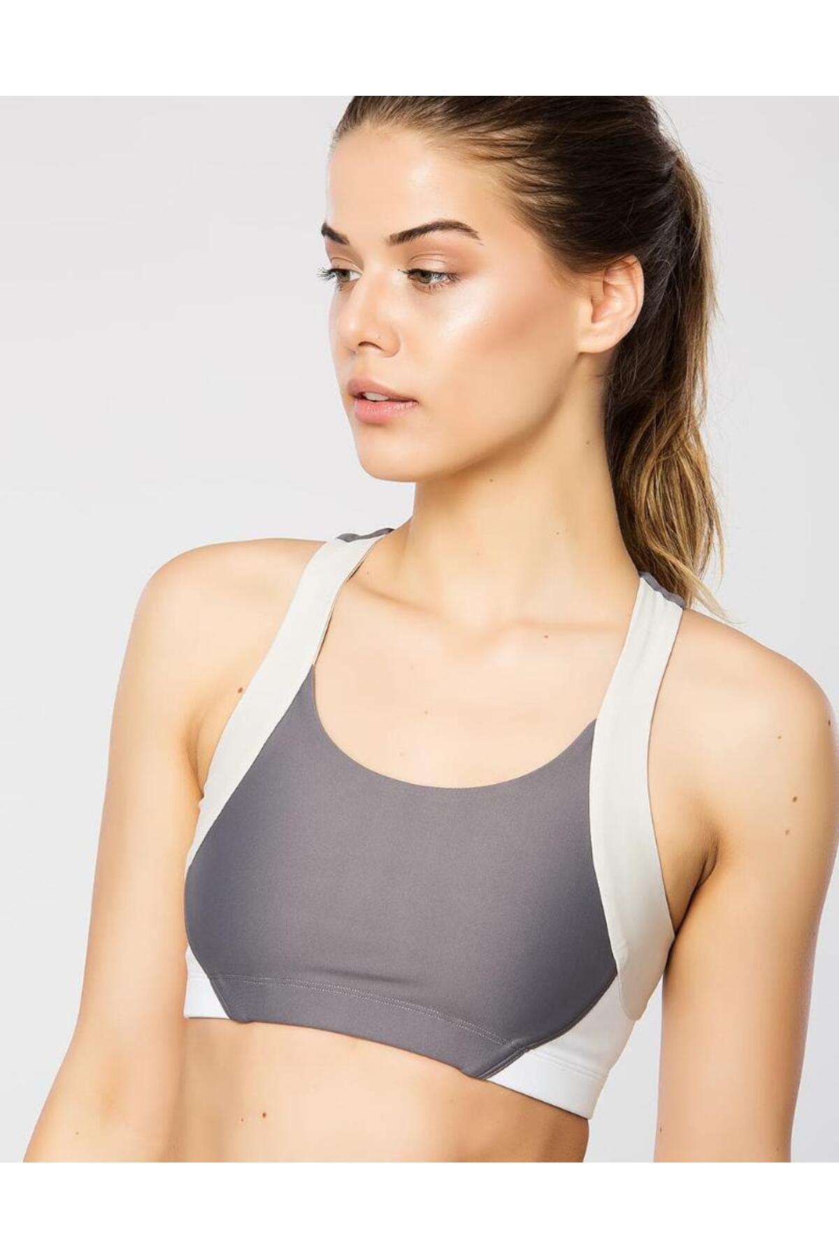 Vie Active-Gabrielle Gray Slate Sports Bra 3