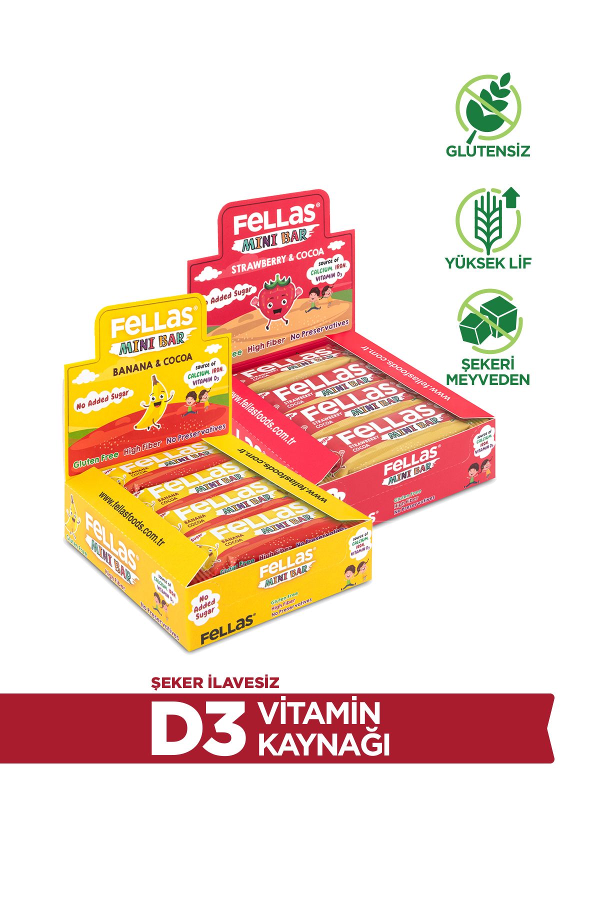 Fellas Kids Meyve Bar 28 G Süper Ikili Kutu 24 Adet - Muzlu X 12 Adet Çilekli X 12 Adet