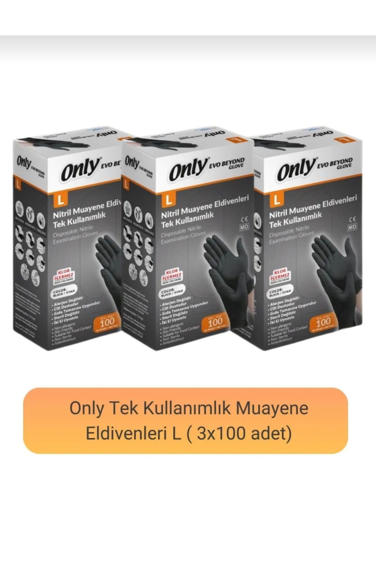 evo beyond Nitril Muayene Eldiveni L (100 adet x 3)