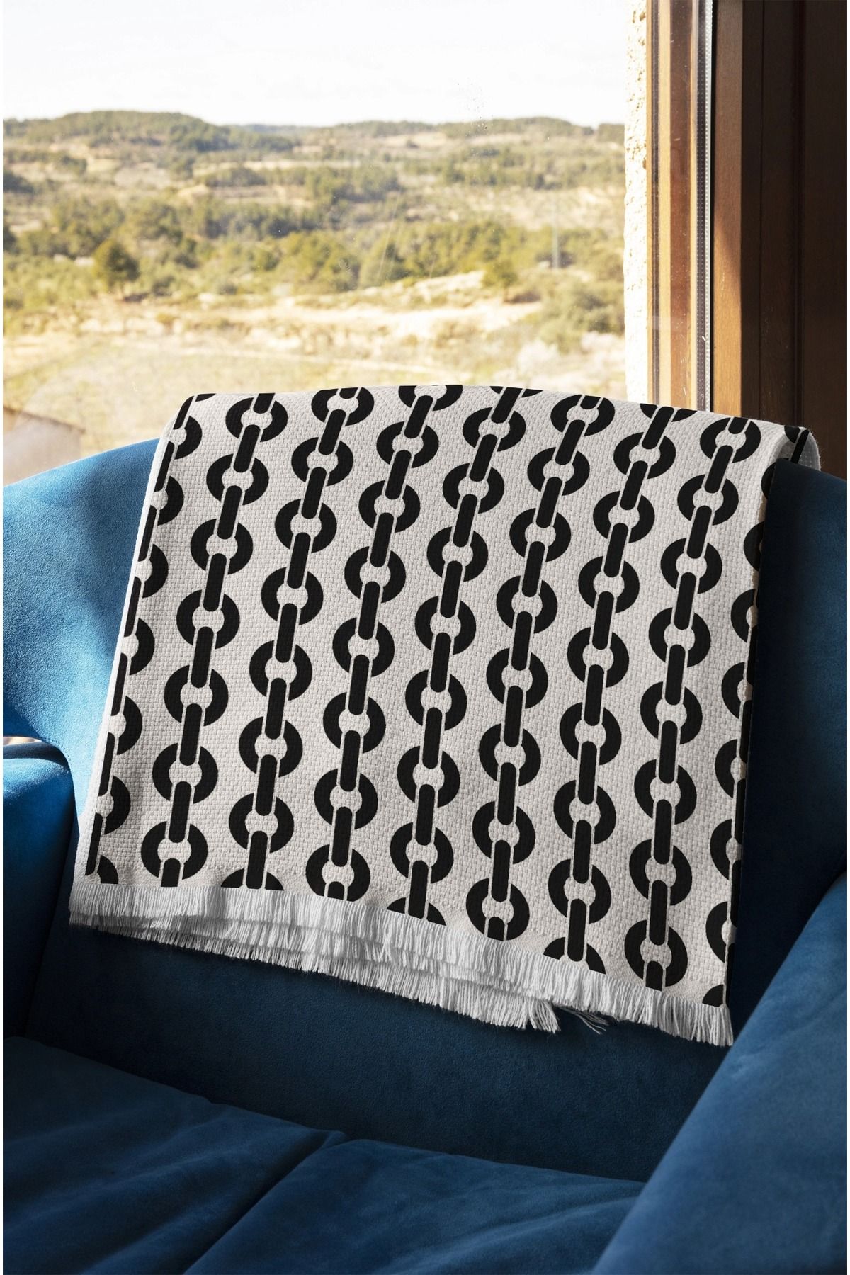 KumaşEvi-Chain Patterned Polyester Fabric - Suitable for Upholstery, Bags, Cushions and Cover Use (1 m) 4