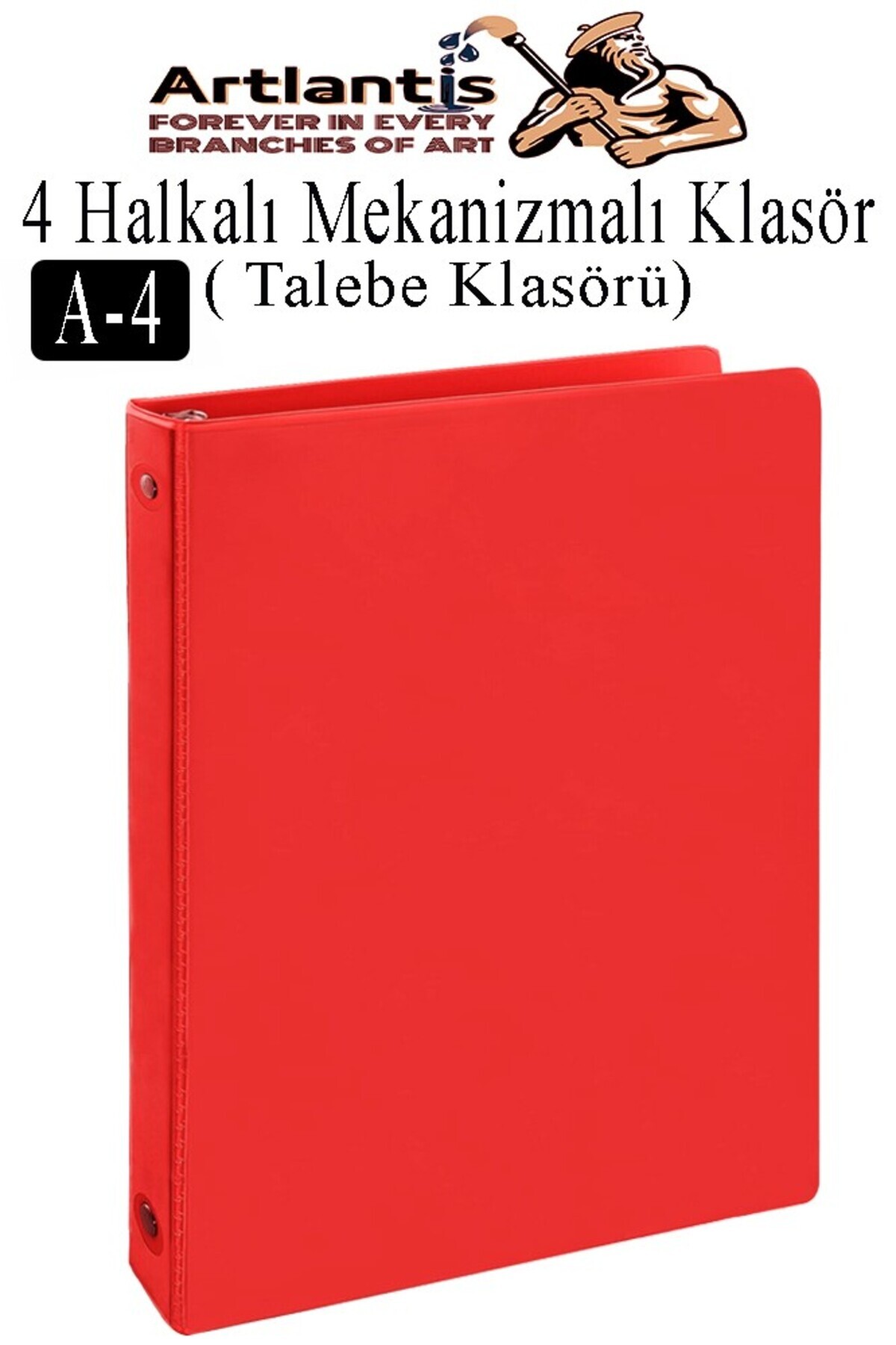 Artlantis 4 Halkalı Klasör 1 Adet A4 PVC Öğrenci ve Ofis Tipi Evrak Sunum Klasörü İç Cepli Otomatik Mekanizmal