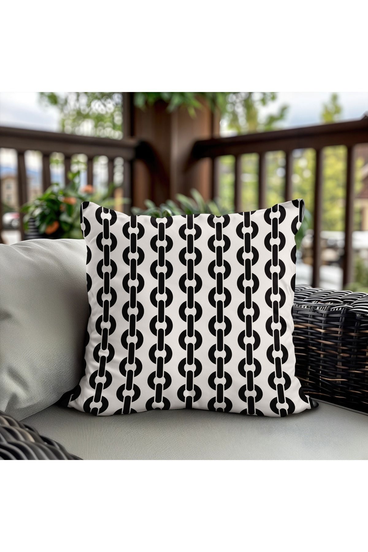 KumaşEvi-Chain Patterned Polyester Fabric - Suitable for Upholstery, Bags, Cushions and Cover Use (1 m) 3