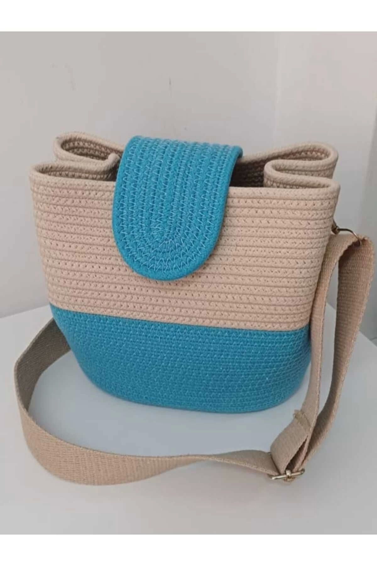 Hediyeninellitonu-geantă de umăr pentru femei 100% bumbac șnur adevărat design din iuta de paie 5
