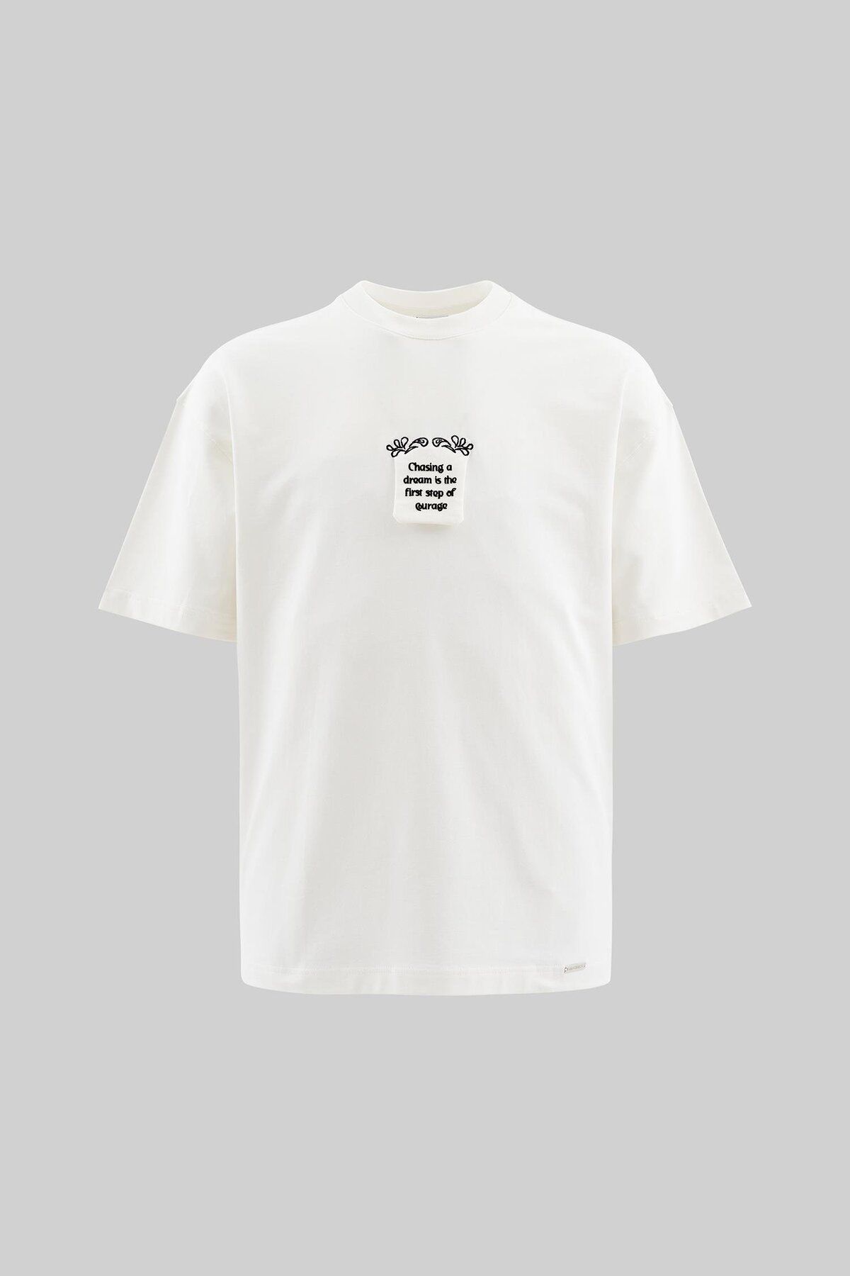 Machinist-Ανδρικό μπλουζάκι Flock Printed Oversize Ecru 2