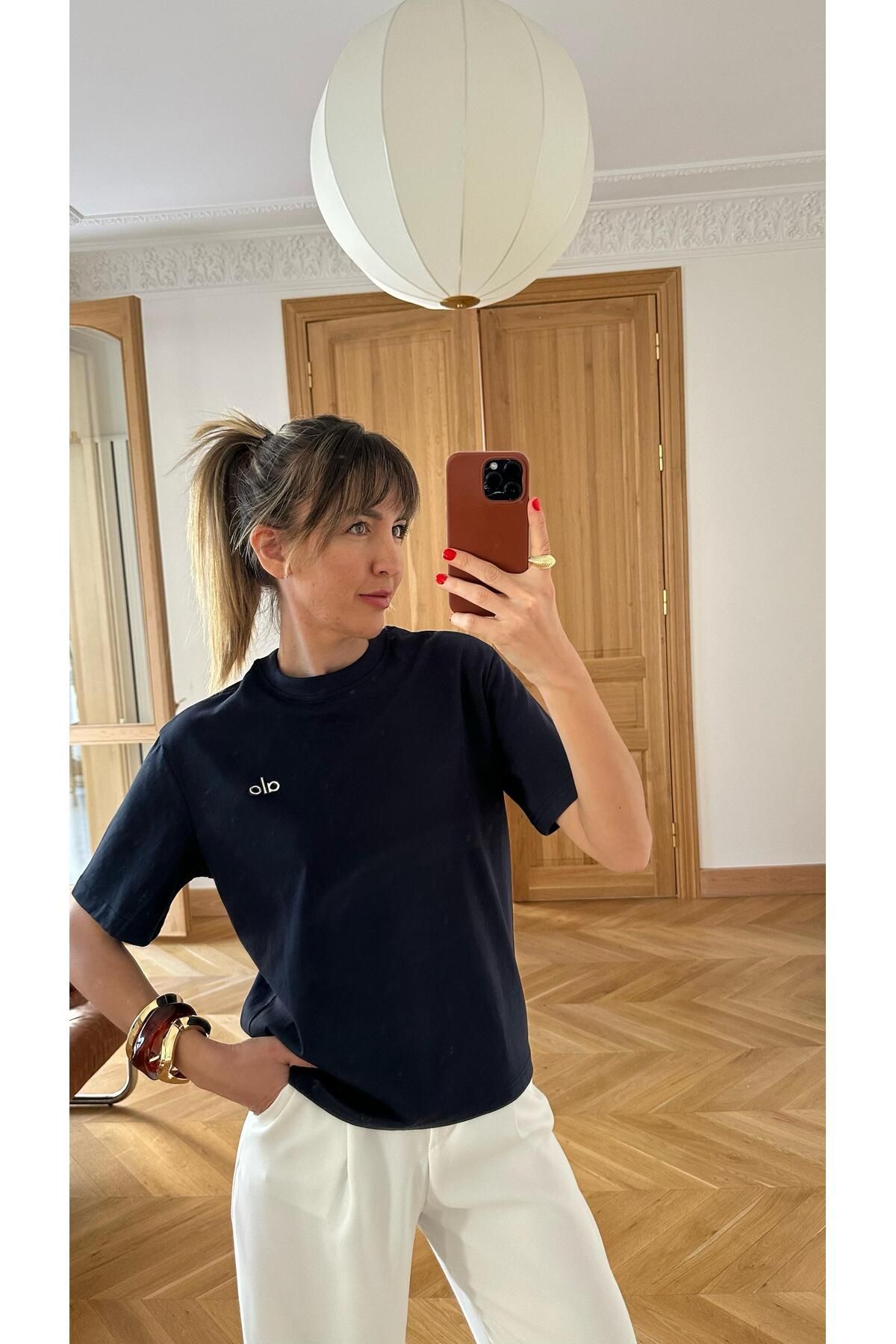 Askı Nişantaşı Lacivert Yazı Baskılı Basic T-Shirt