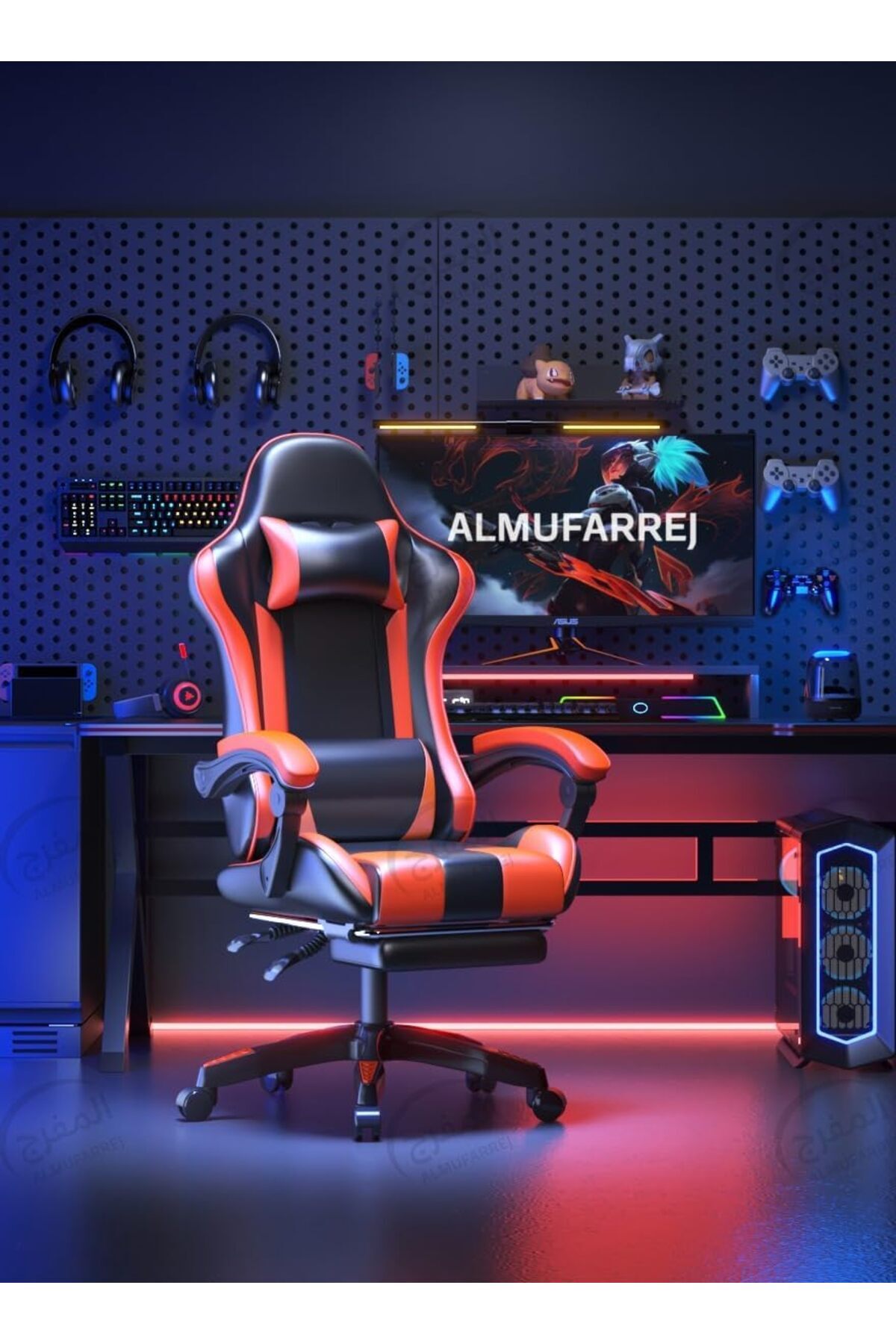 ALMUFARREJ Gaming chair with high back, comfortable lumbar support and headrest