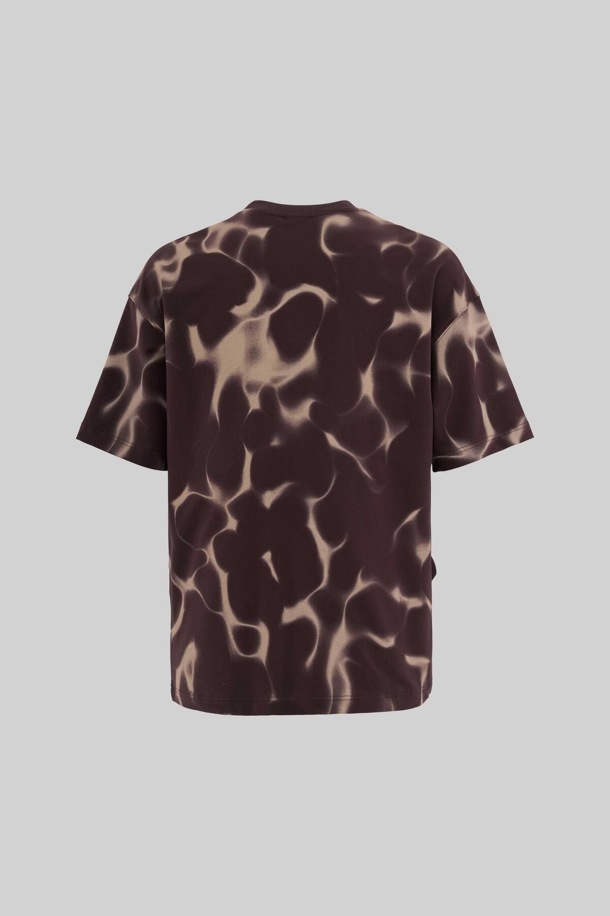 Machinist-Men's All over Abstract Pattern Printed Oversize Brown T-Shirt 4