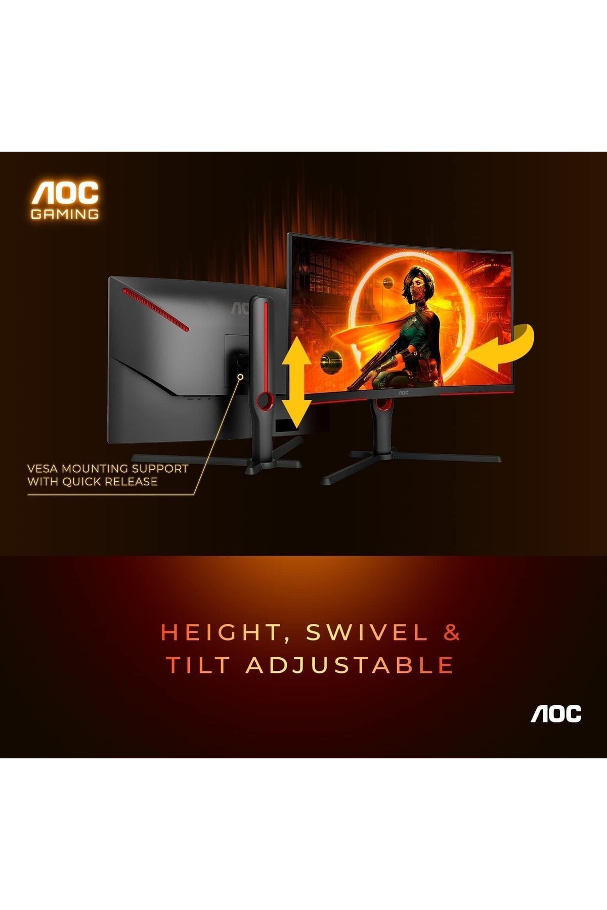 Aoc-CQ27G3Z 27" VA 2K 240Hz 0.5ms Curved Gaming Monitor 6